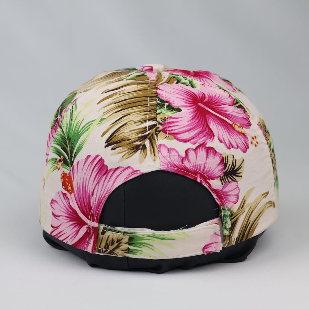 Thrifted New York Tropical Hibiscus Print Summer Hat