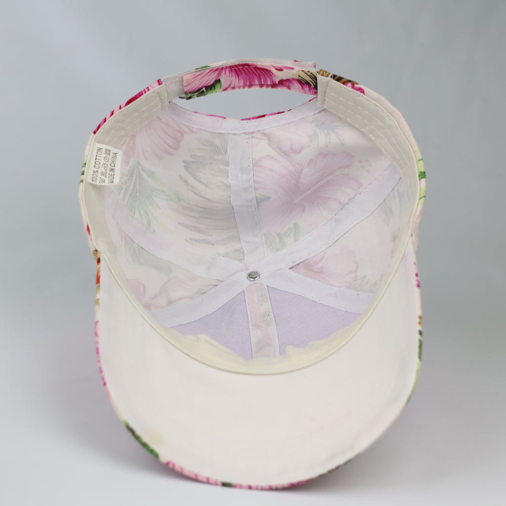 Thrifted New York Tropical Hibiscus Print Summer Hat