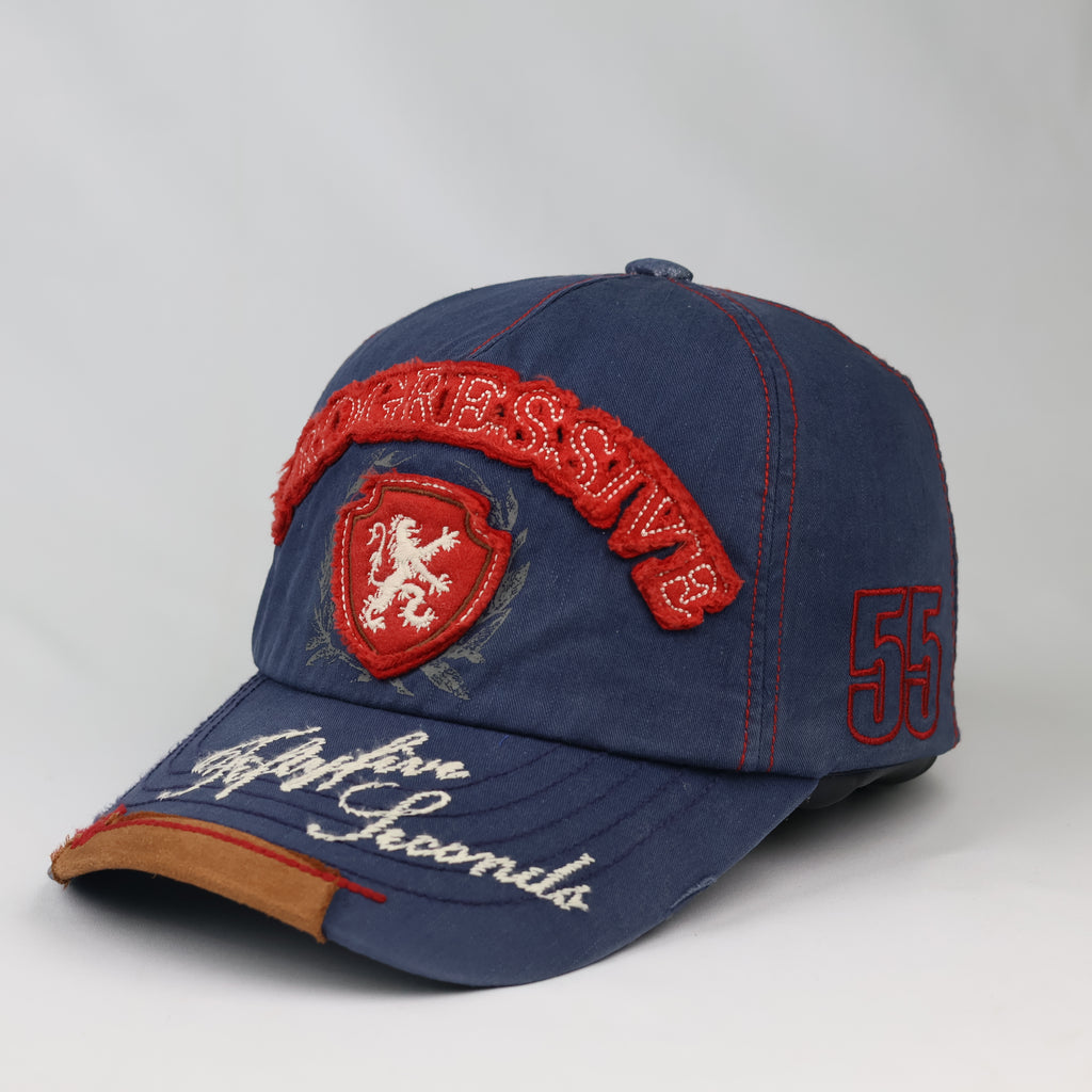 Thrifted EXR Heraldic Lion Navy Blue Strapback Dad Hat