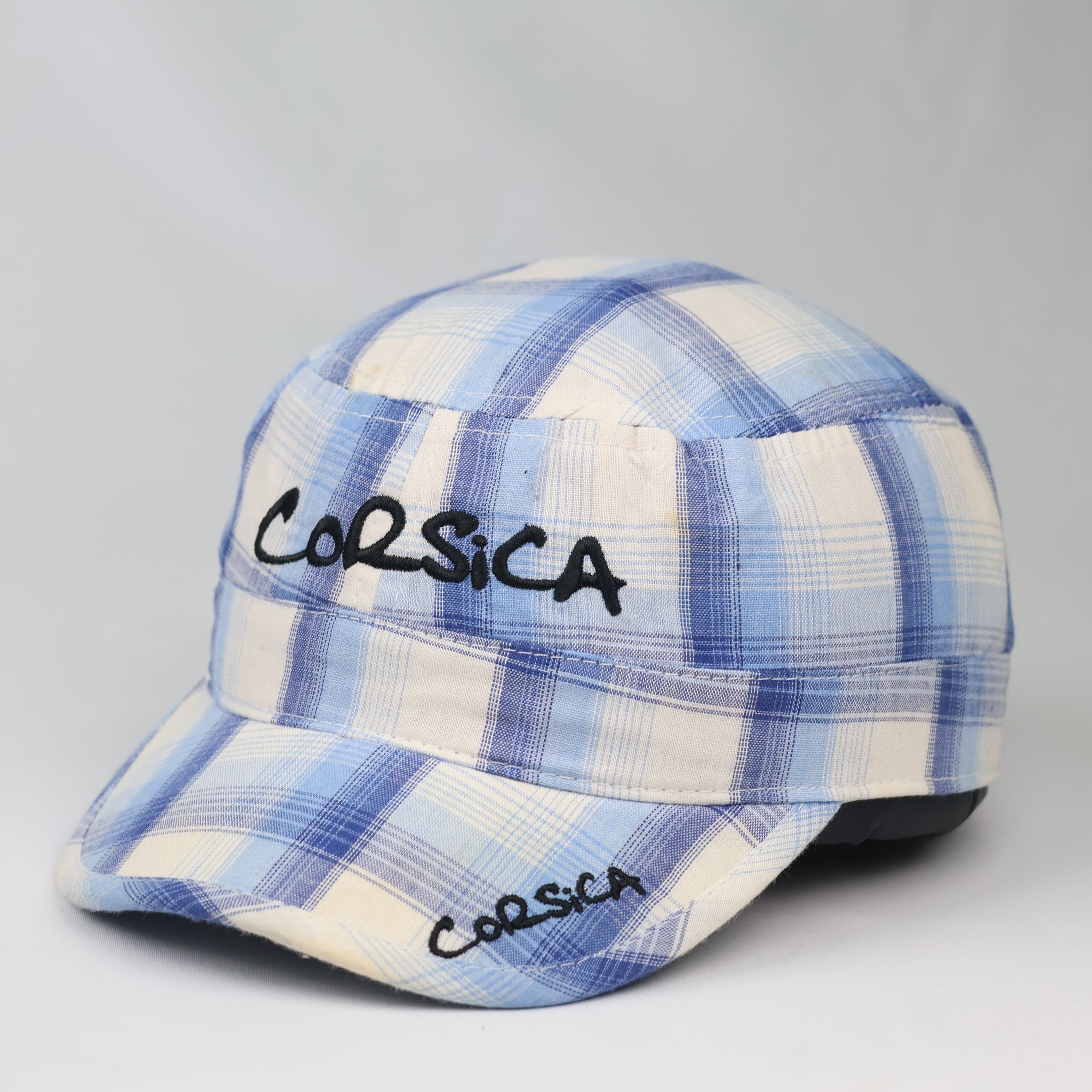 Thrifted Corsica Plaid Tartan Military Style Hat
