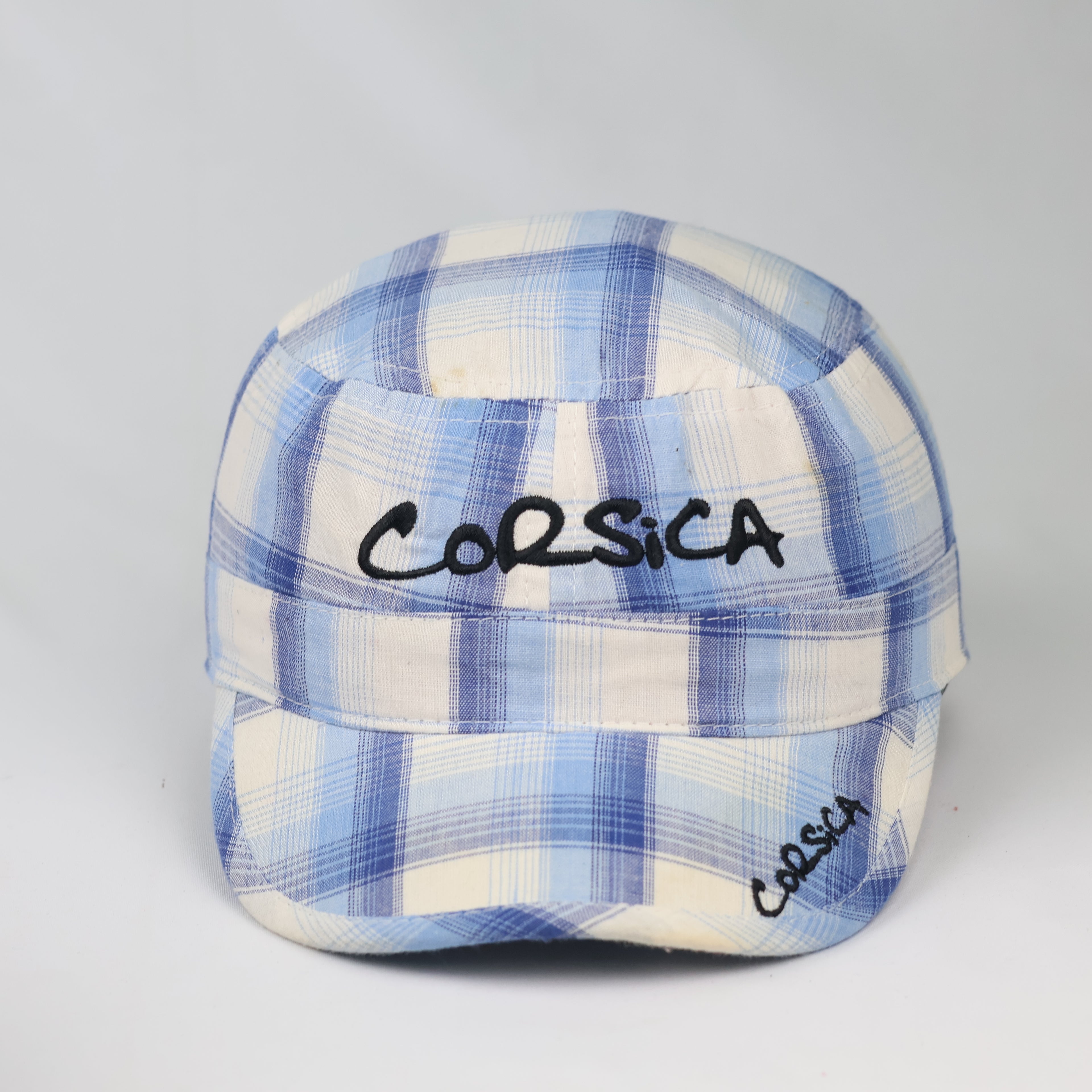 Thrifted Corsica Plaid Tartan Military Style Hat