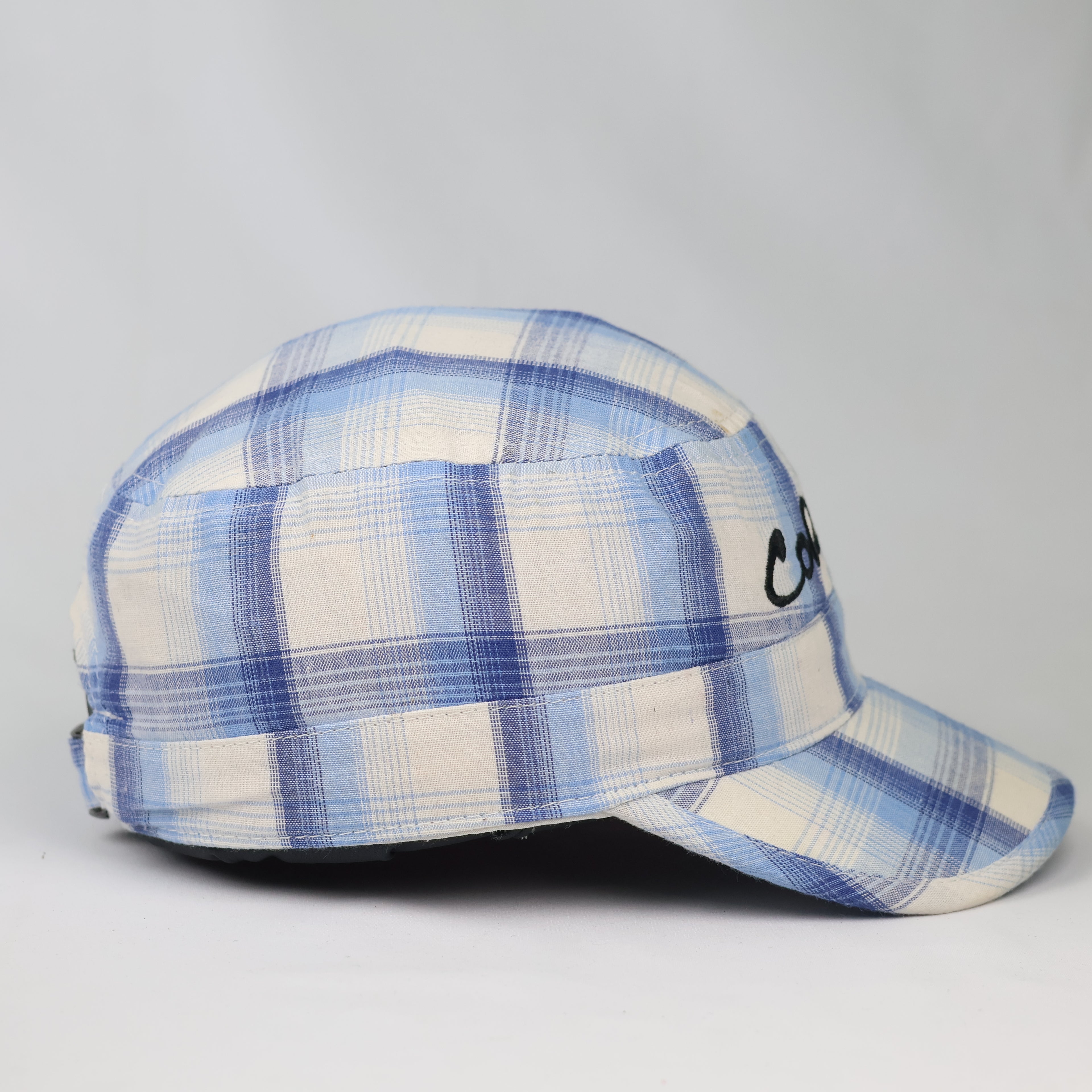 Thrifted Corsica Plaid Tartan Military Style Hat