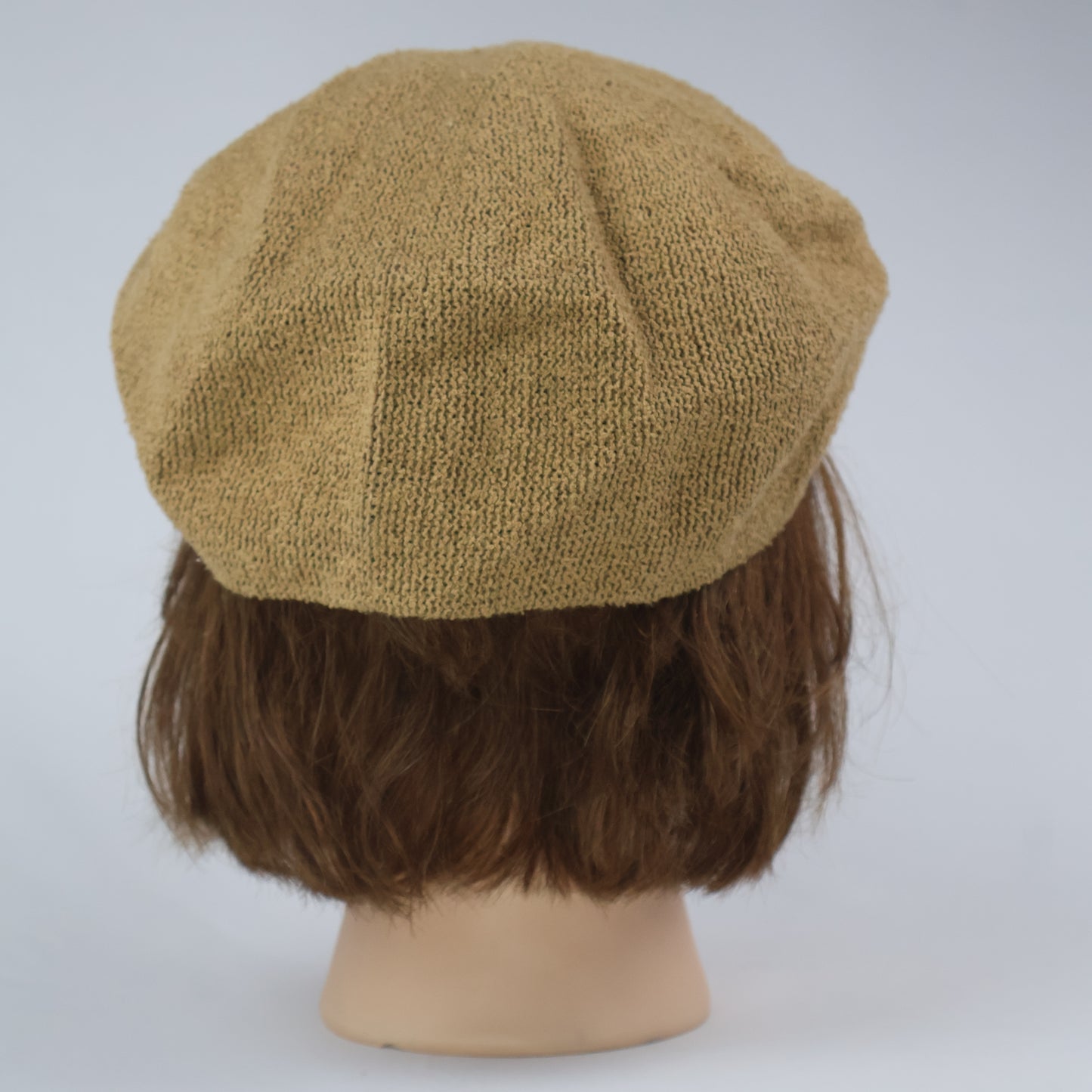 Textured Newsboy Cap with Metal Plaque - Tan