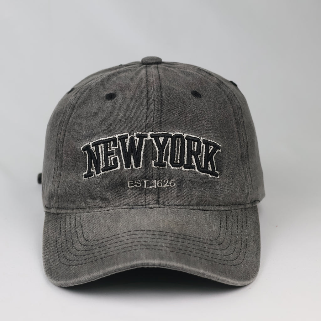 Thrifted New York City Charcoal Grey Distressed Cap