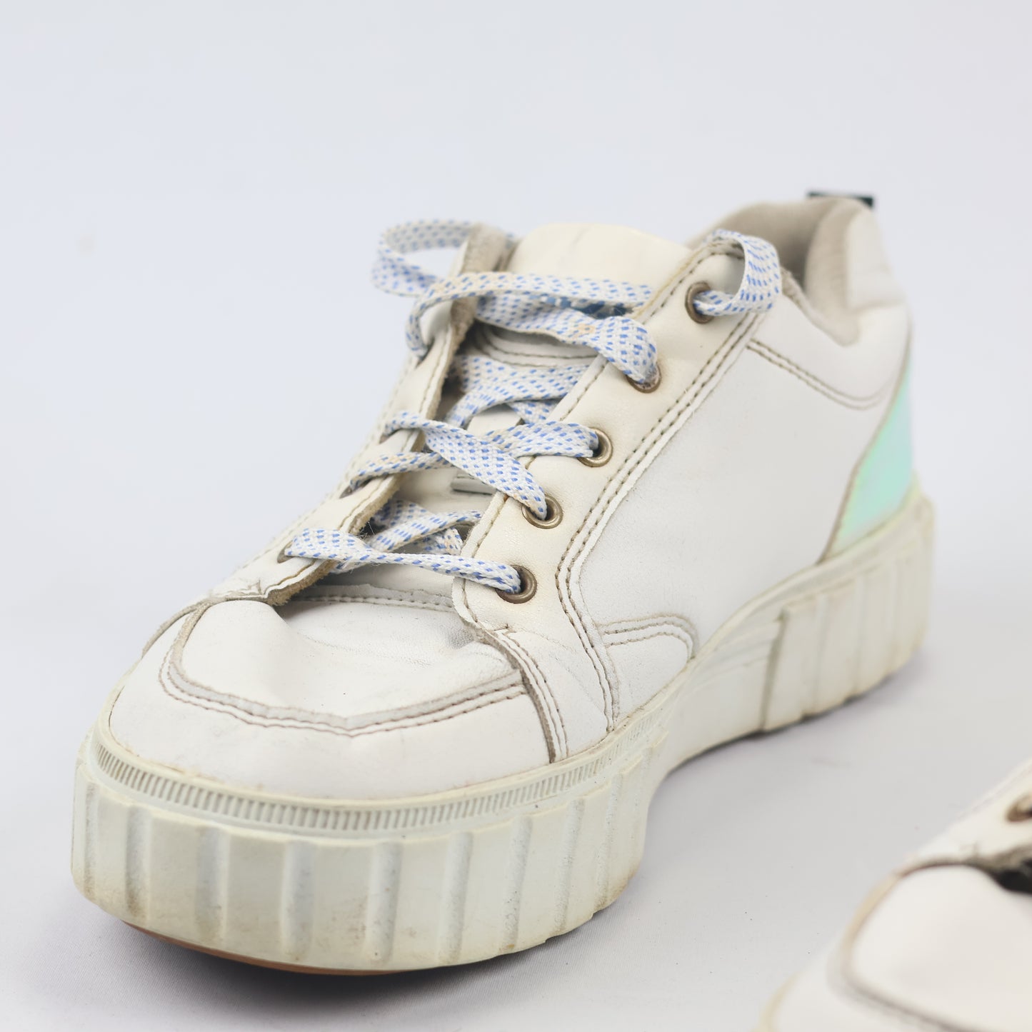 Thrifted FILA Chunky White Sneakers with Holographic Heel - EUR 38