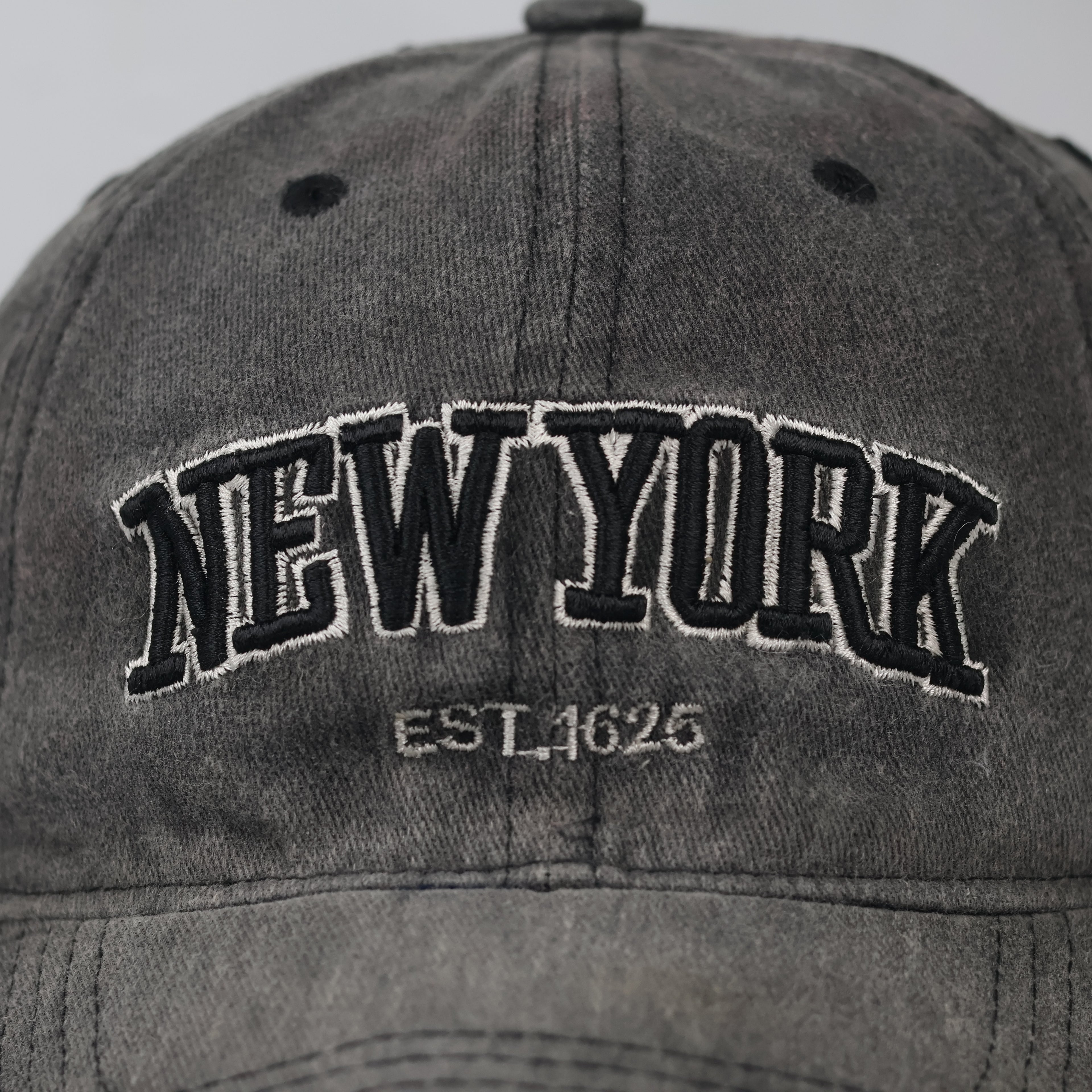 Thrifted New York City Charcoal Grey Distressed Cap