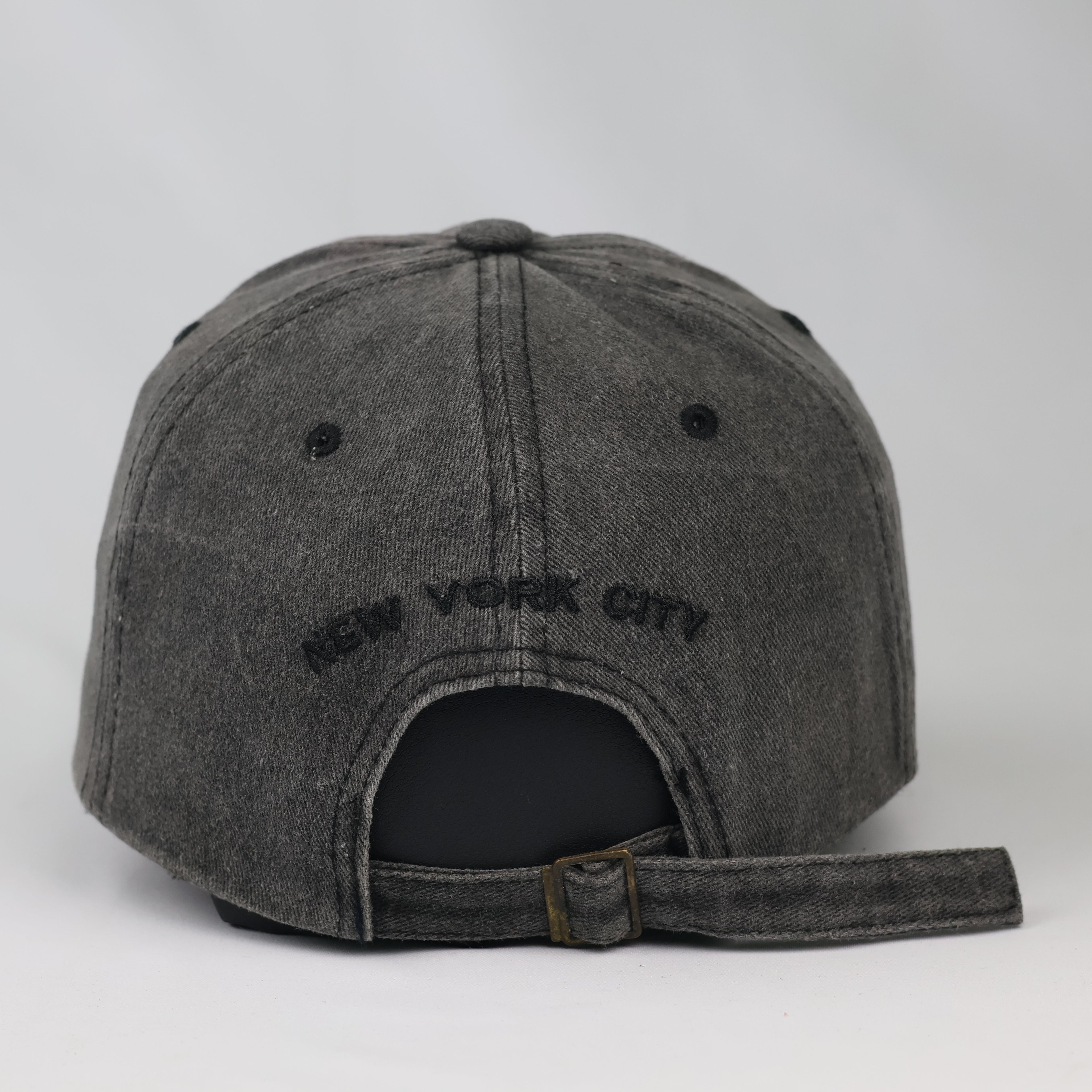 Thrifted New York City Charcoal Grey Distressed Cap