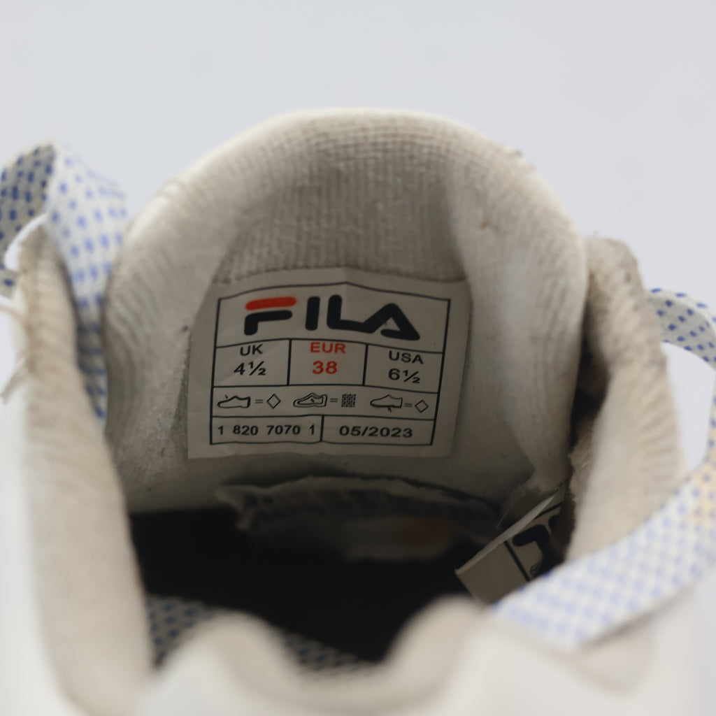 Thrifted FILA Chunky White Sneakers with Holographic Heel - EUR 38