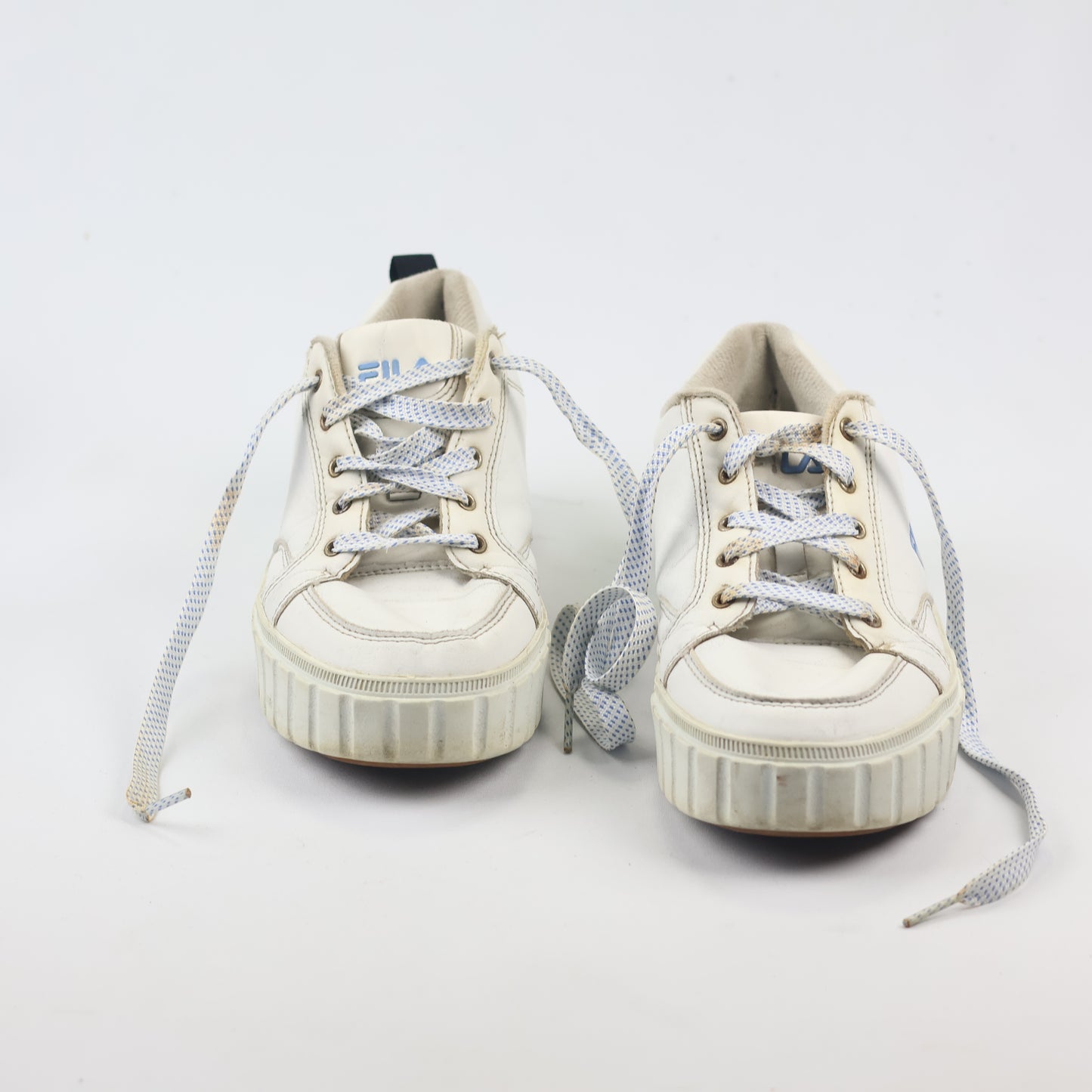 Thrifted FILA Chunky White Sneakers with Holographic Heel - EUR 38