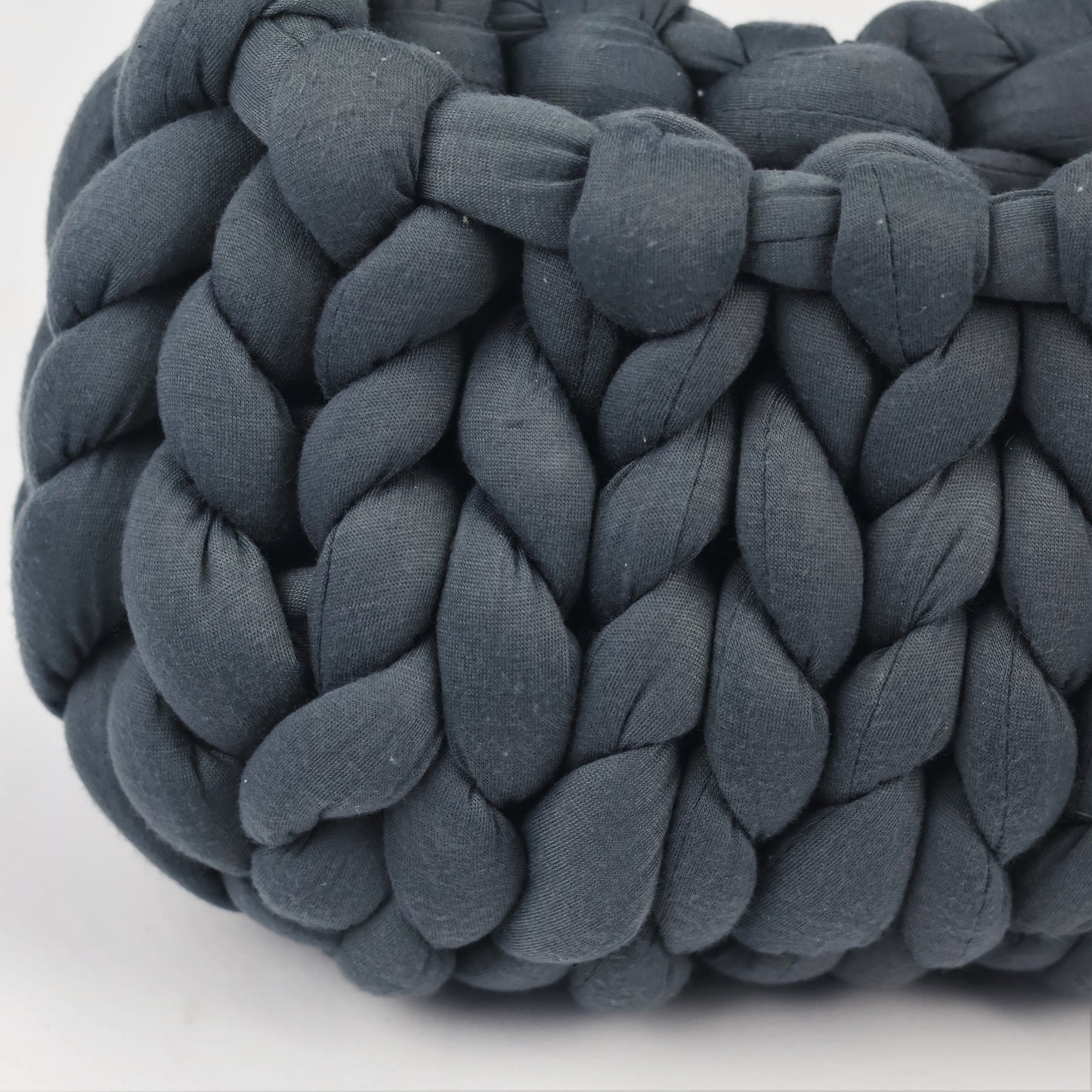 Handmade Dark Grey Chunky Yarn Bag | Soft Braided Top Handle