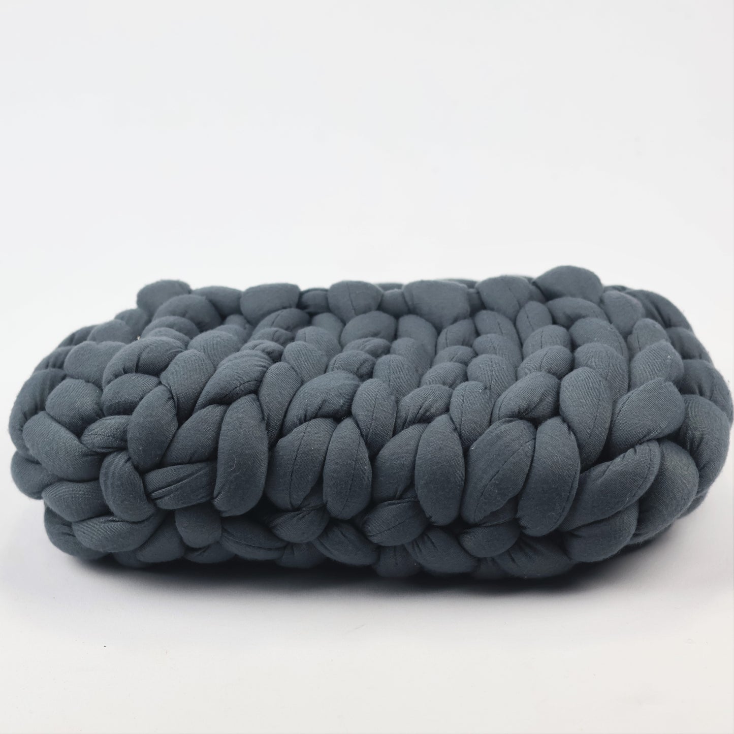 Handmade Dark Grey Chunky Yarn Bag | Soft Braided Top Handle