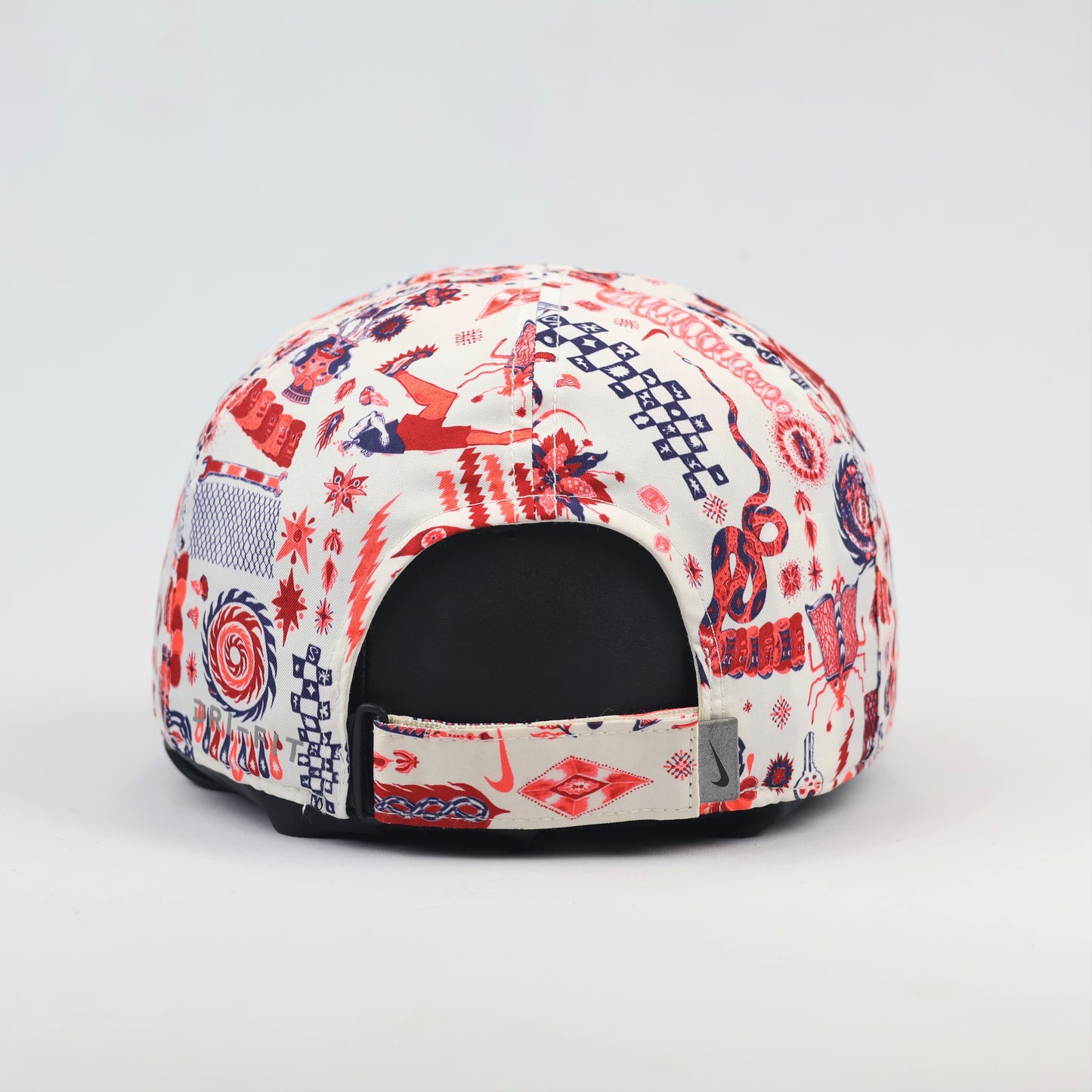 Rare Nike Dri-FIT "Featherlight" Running Thrifted Hat | White Graphic Print Snapback