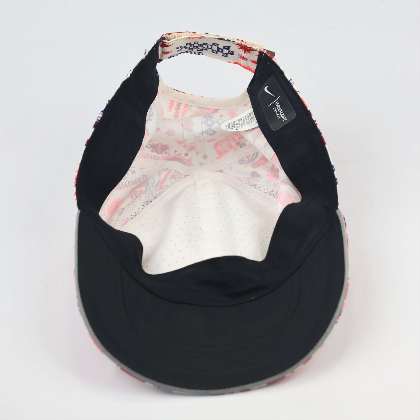 Rare Nike Dri-FIT "Featherlight" Running Thrifted Hat | White Graphic Print Snapback