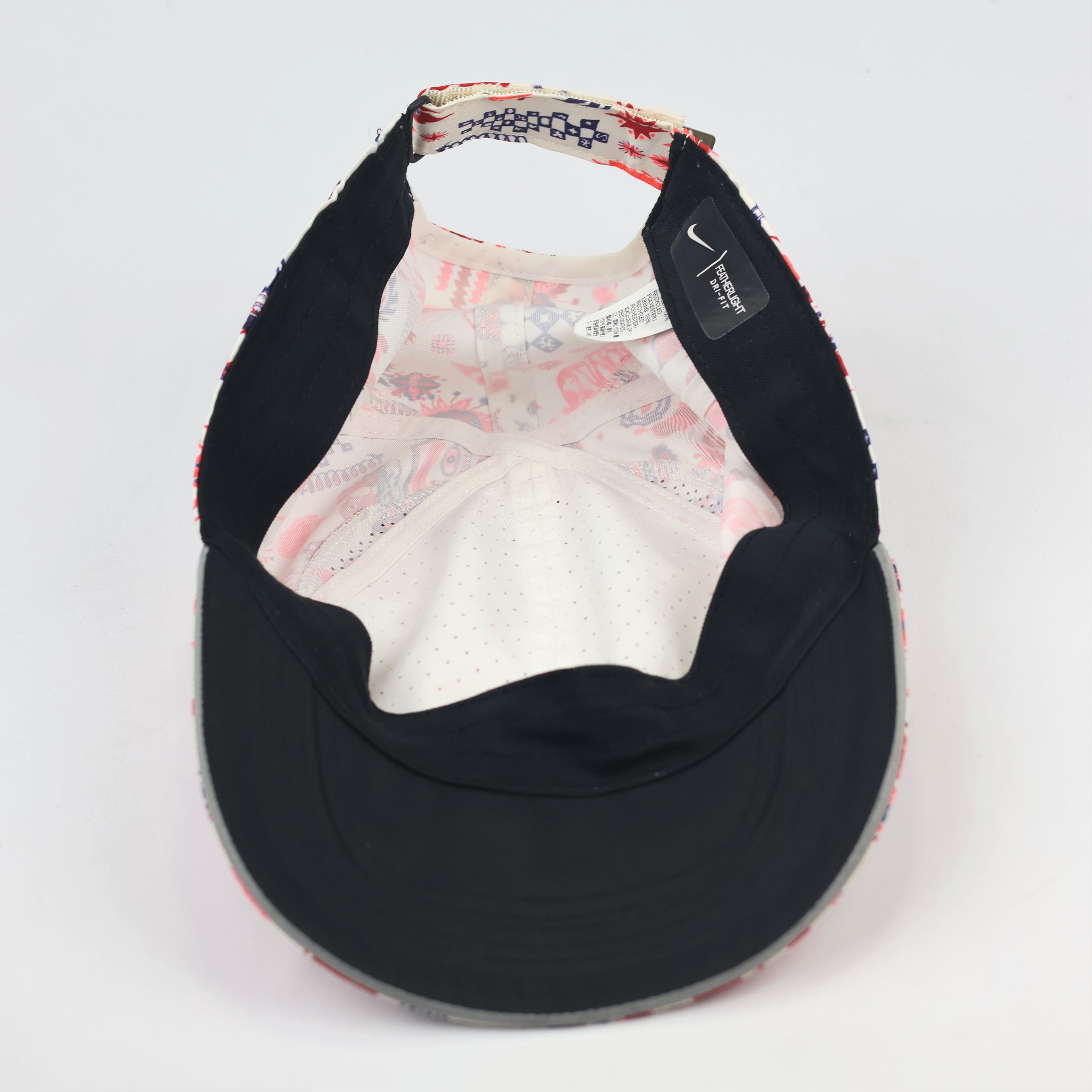Rare Nike Dri-FIT "Featherlight" Running Thrifted Hat | White Graphic Print Snapback