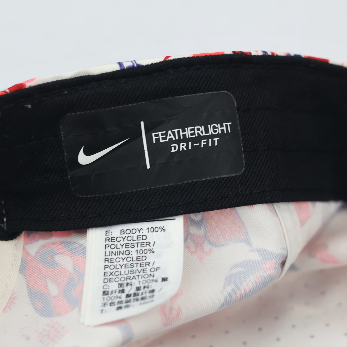 Rare Nike Dri-FIT "Featherlight" Running Thrifted Hat | White Graphic Print Snapback