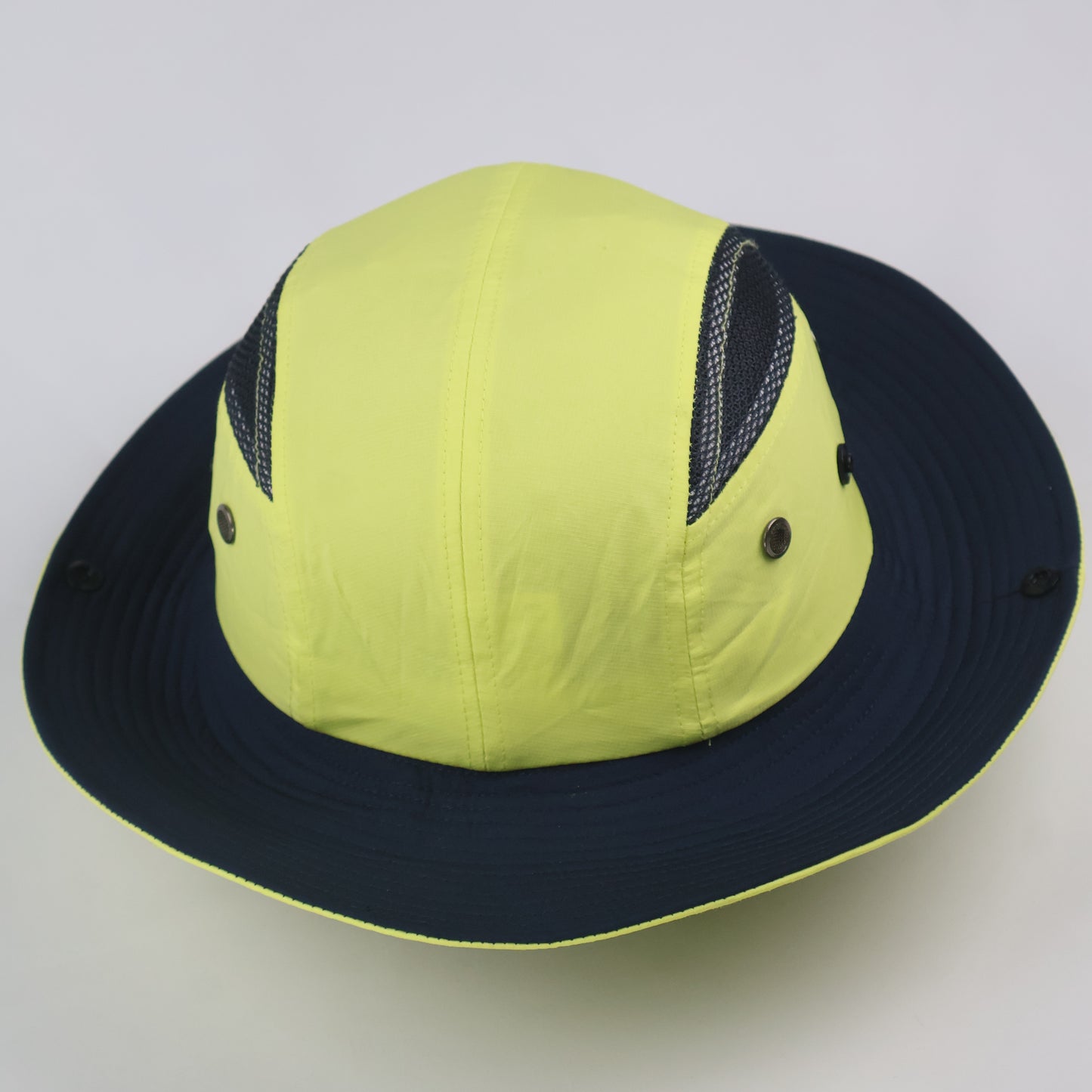 Thrifted Neon Yellow & Navy Safari Hat (Korean Event Item)
