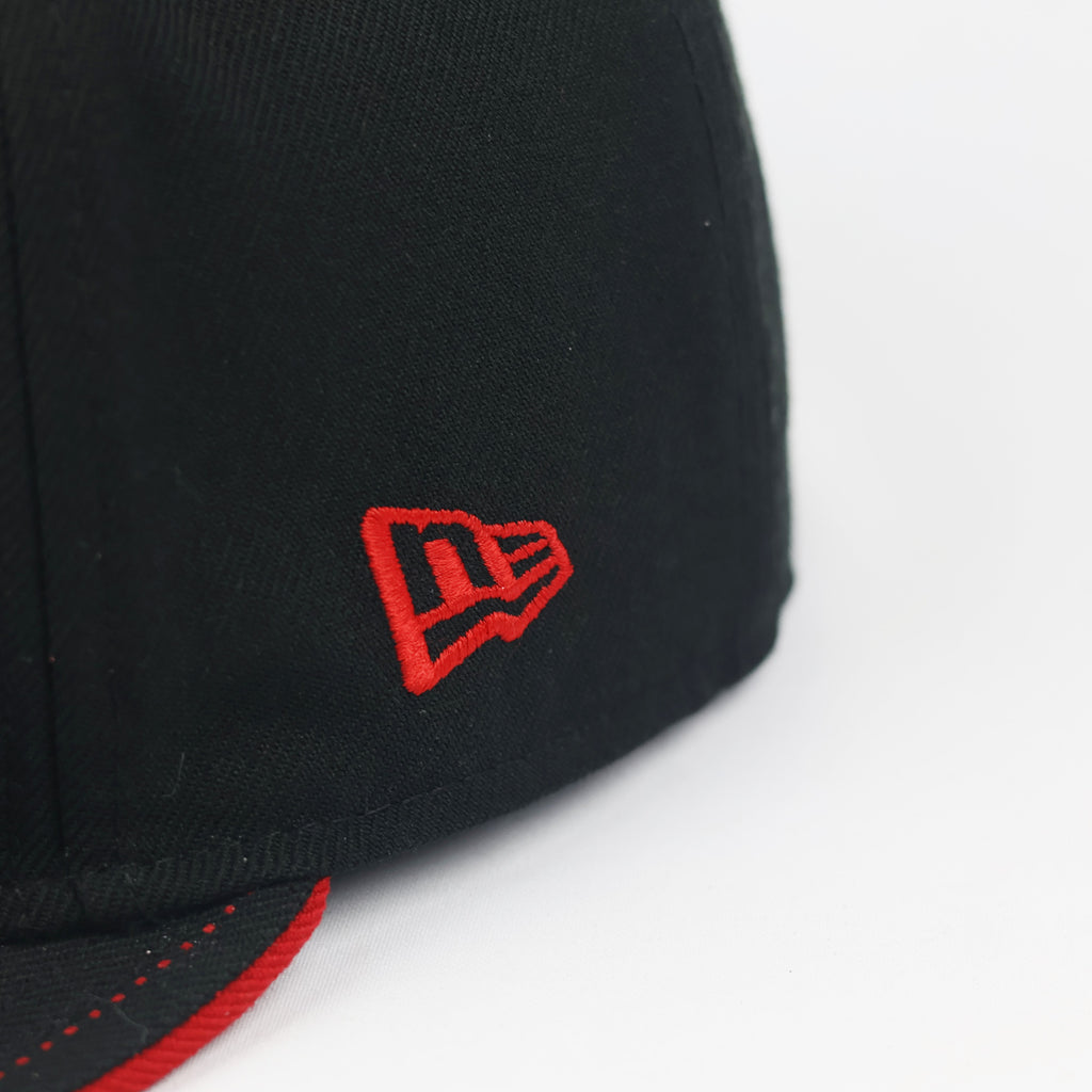 Vintage Chicago Bulls New Era Pinstripe Thrifted Cap - Red & White Details