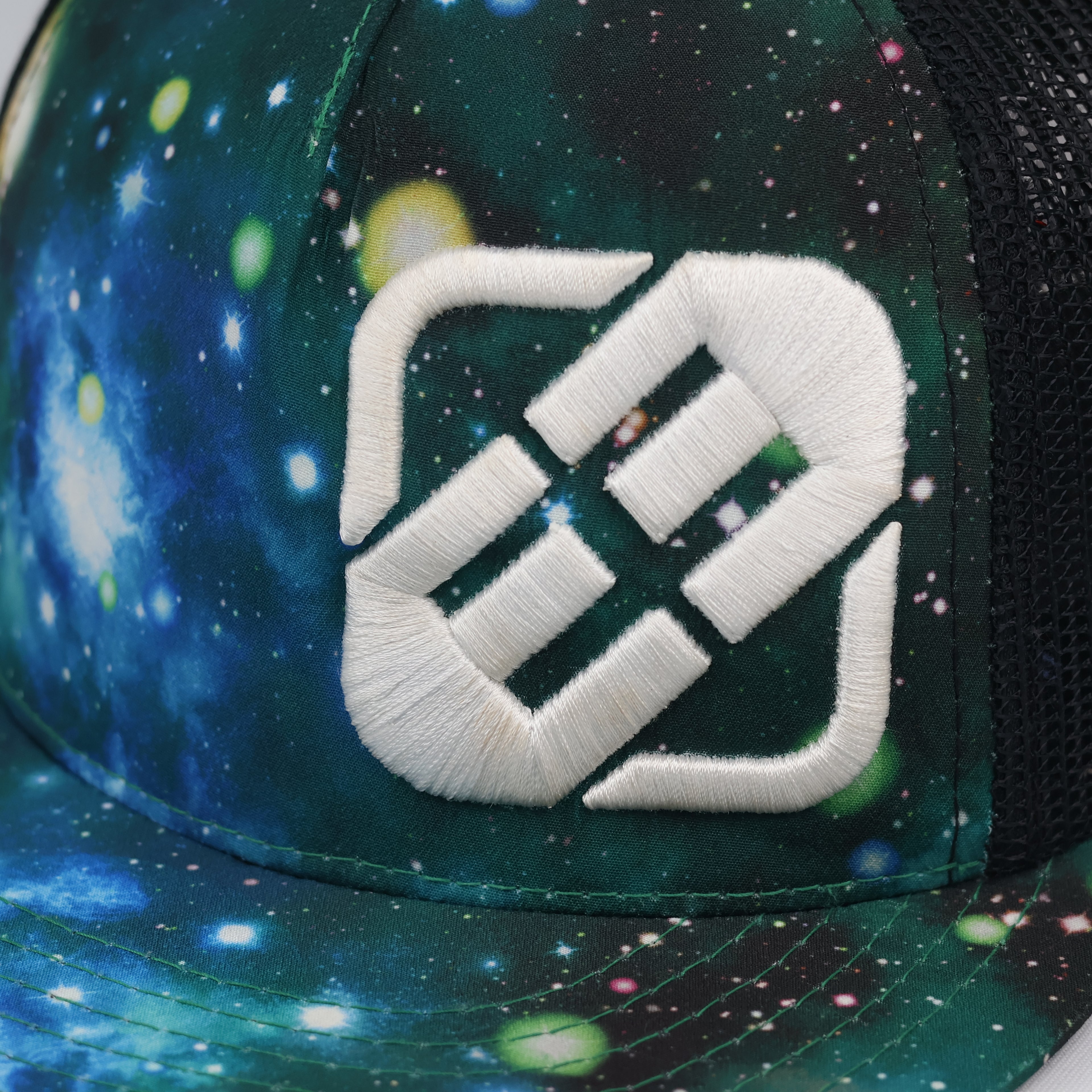 Thrifted Freegun Cosmic Nebula Flat Brim Trucker Cap