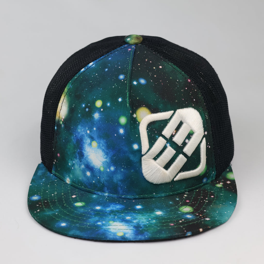 Thrifted Freegun Cosmic Nebula Flat Brim Trucker Cap