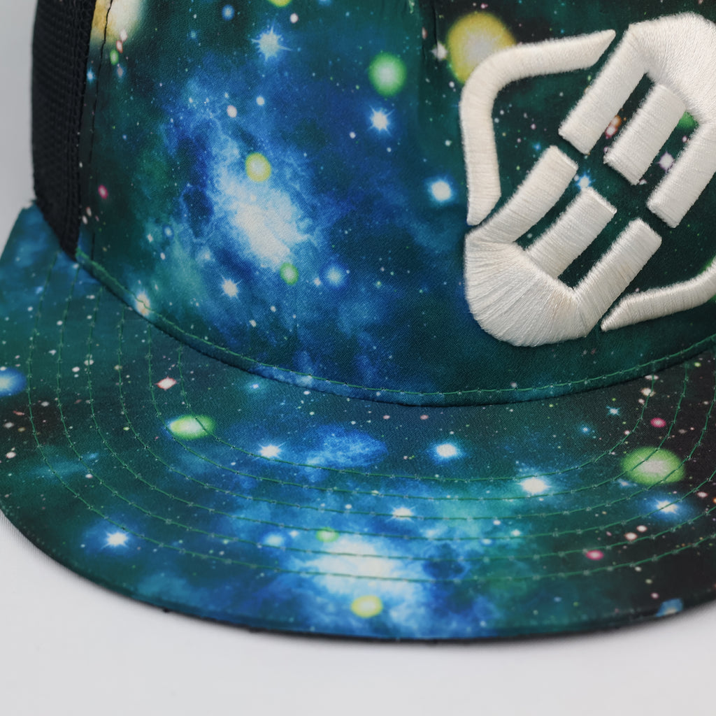 Thrifted Freegun Cosmic Nebula Flat Brim Trucker Cap