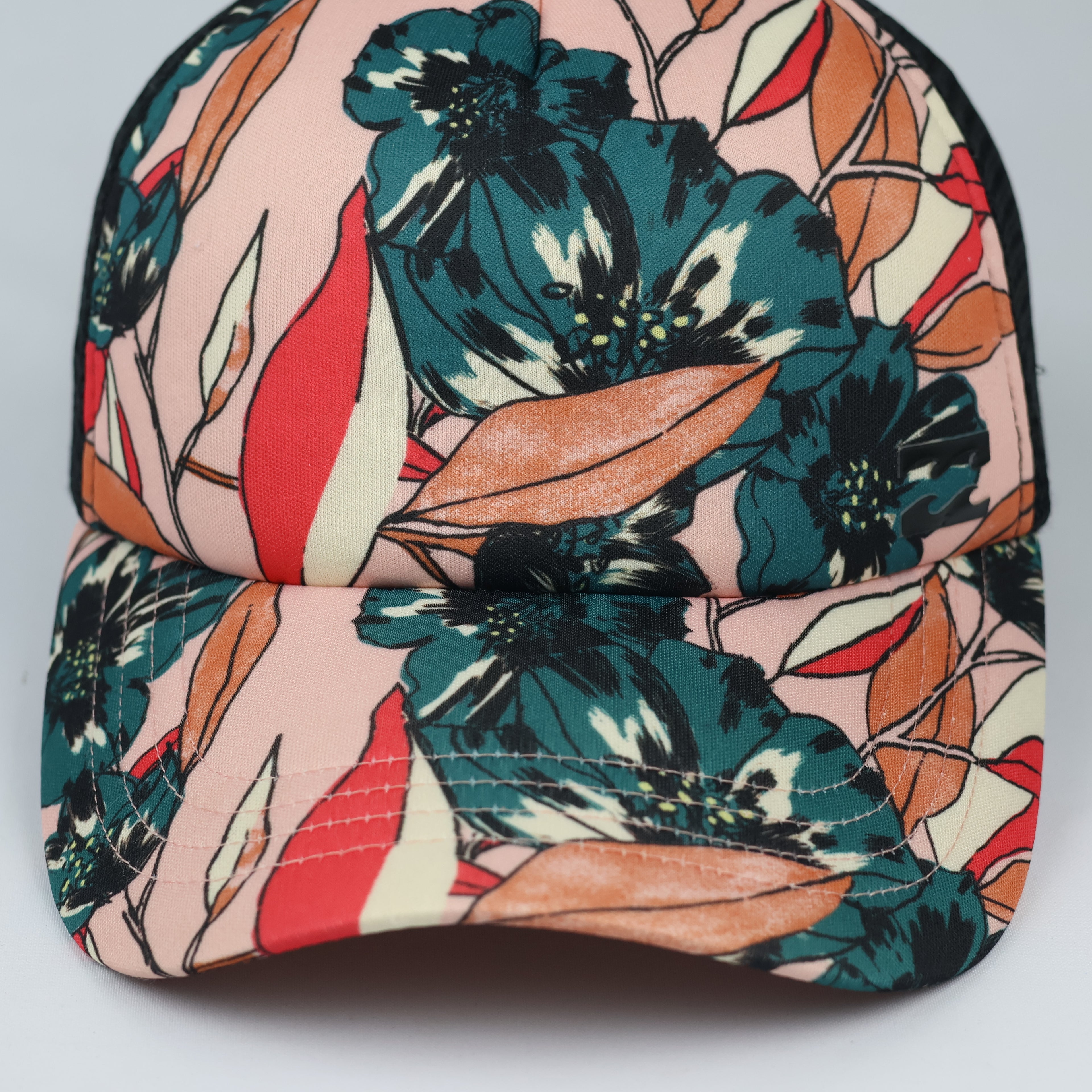 Thrifted Billabong Hibiscus Print Snapback Trucker Cap