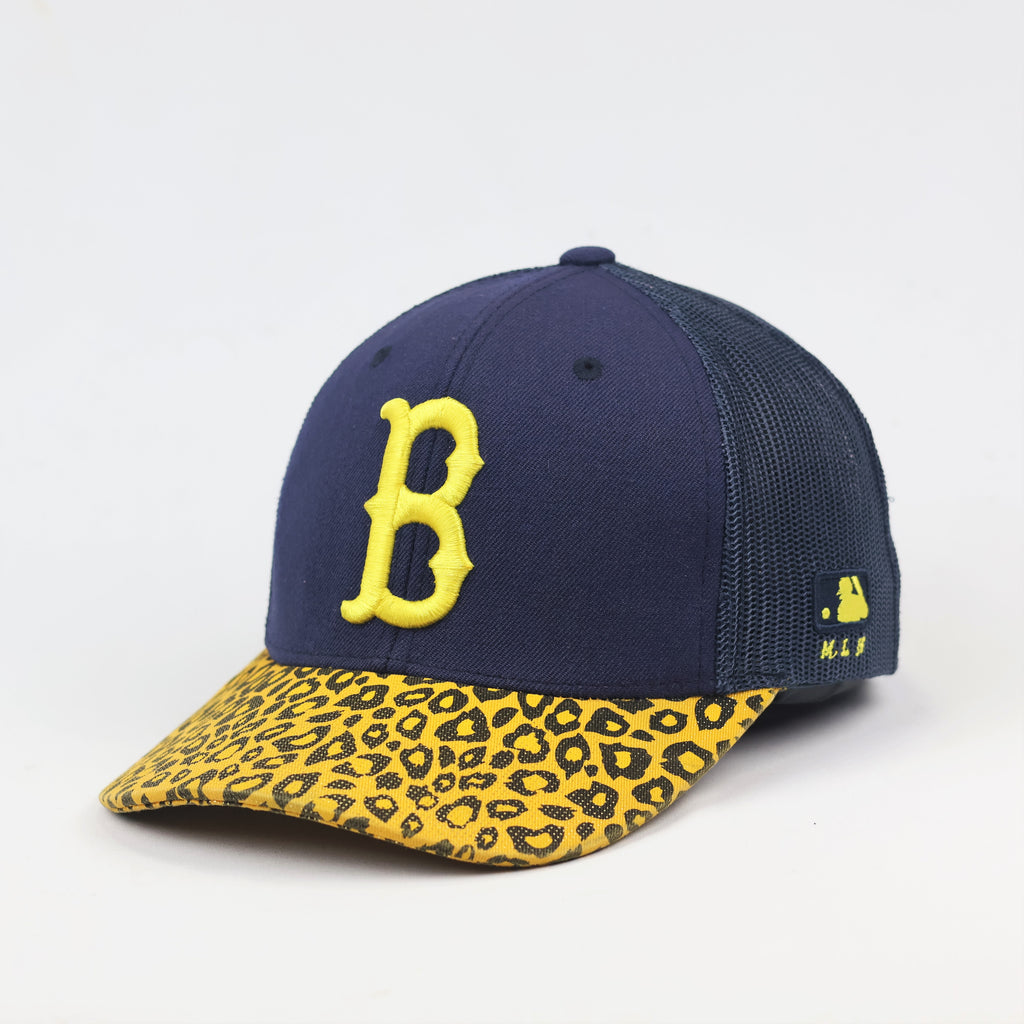 Vintage MLB Boston Red Sox Leopard Print Thrifted Trucker Hat
