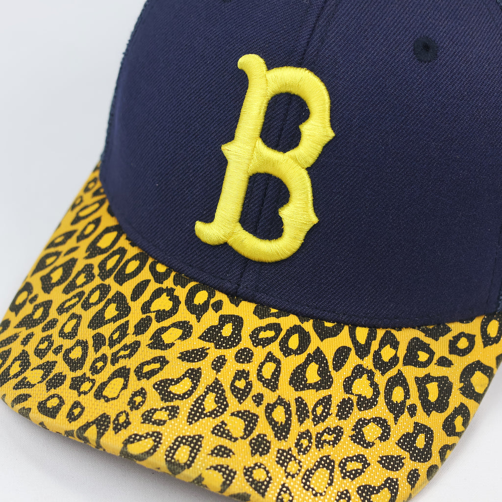 Vintage MLB Boston Red Sox Leopard Print Thrifted Trucker Hat
