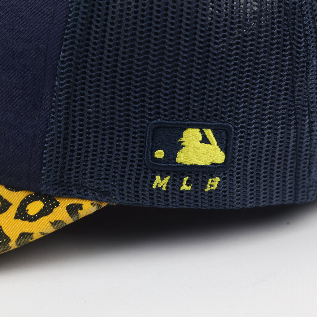 Vintage MLB Boston Red Sox Leopard Print Thrifted Trucker Hat
