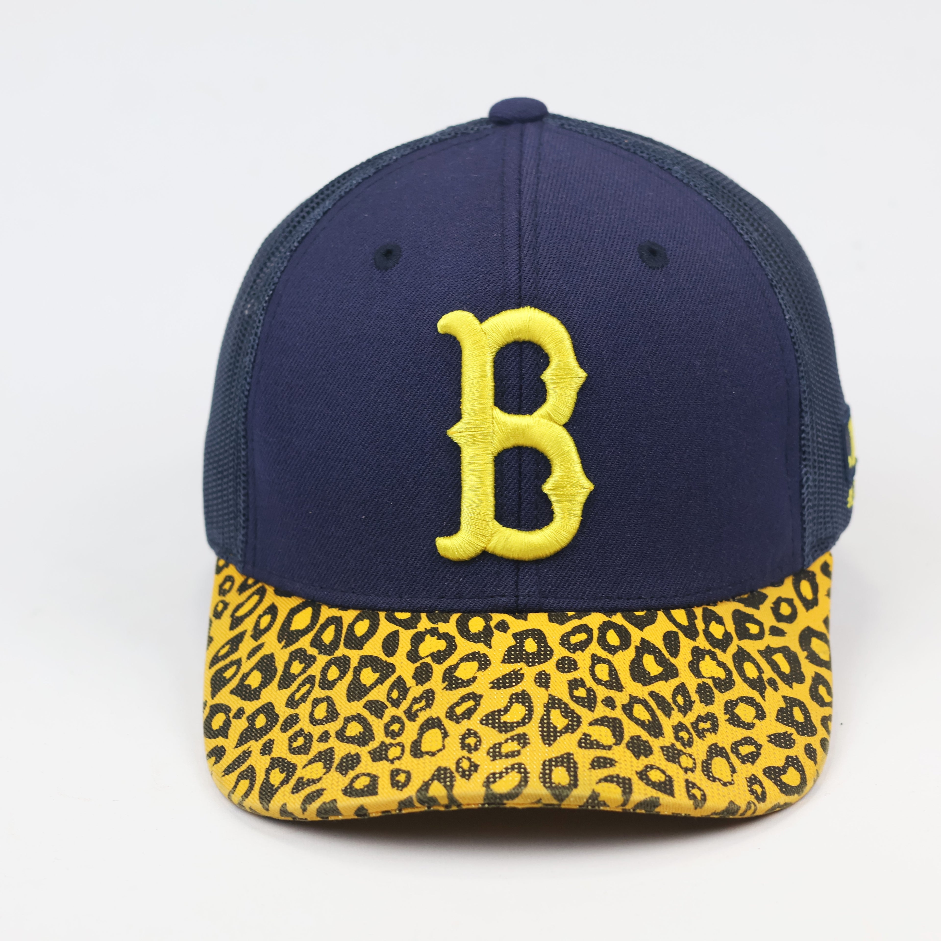 Vintage MLB Boston Red Sox Leopard Print Thrifted Trucker Hat