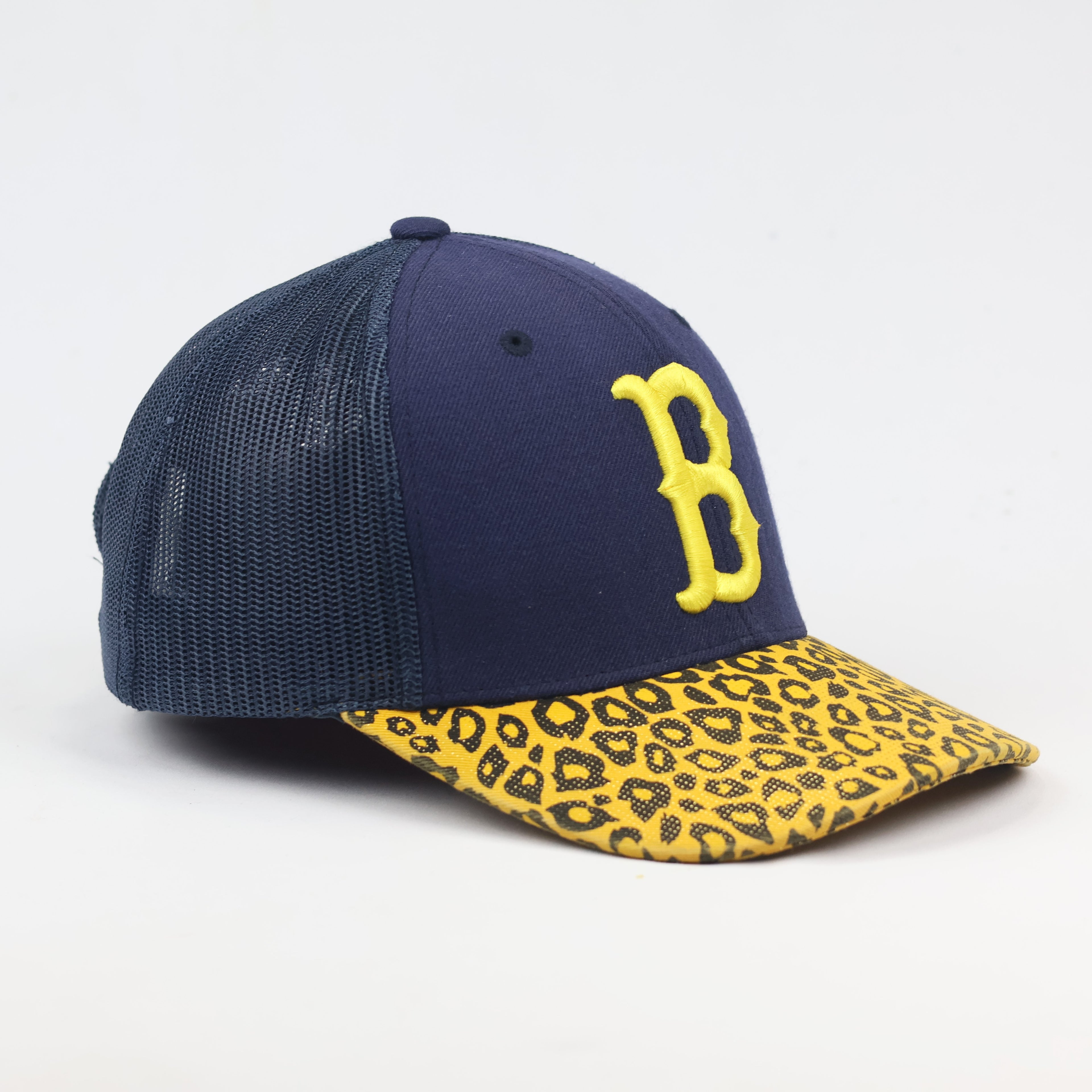 Vintage MLB Boston Red Sox Leopard Print Thrifted Trucker Hat