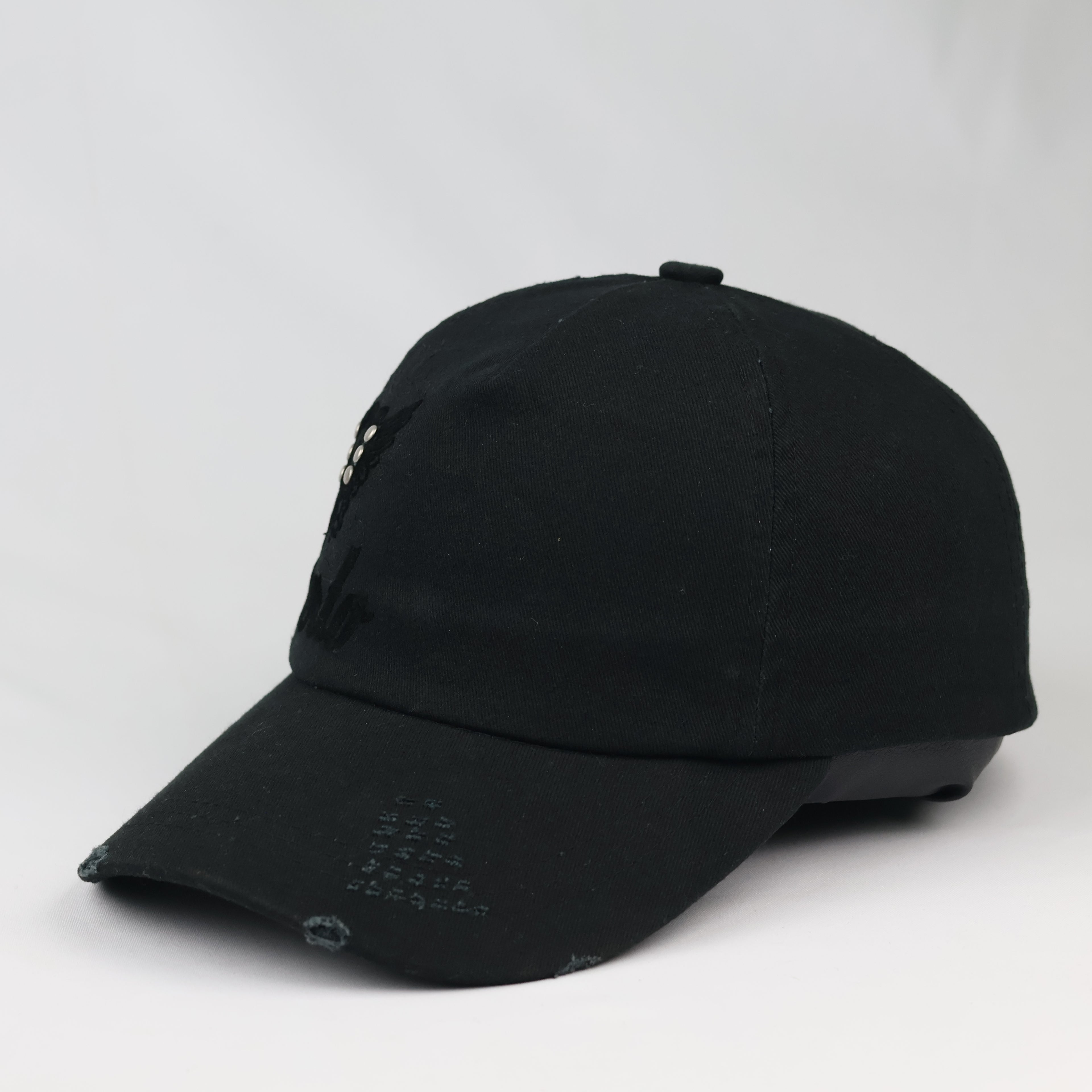 Thrifted Liberto Gothic Black Cotton Strapback Baseball Cap