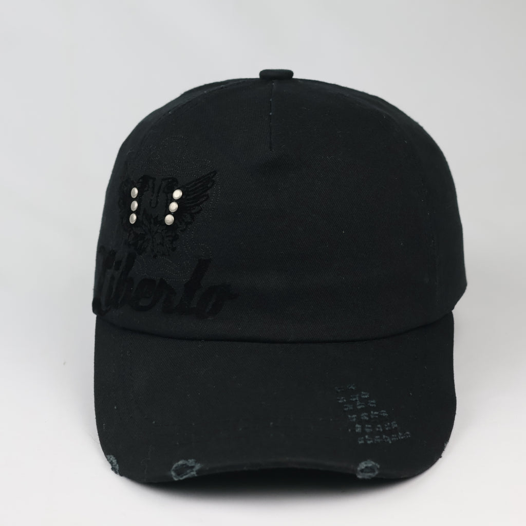 Thrifted Liberto Gothic Black Cotton Strapback Baseball Cap