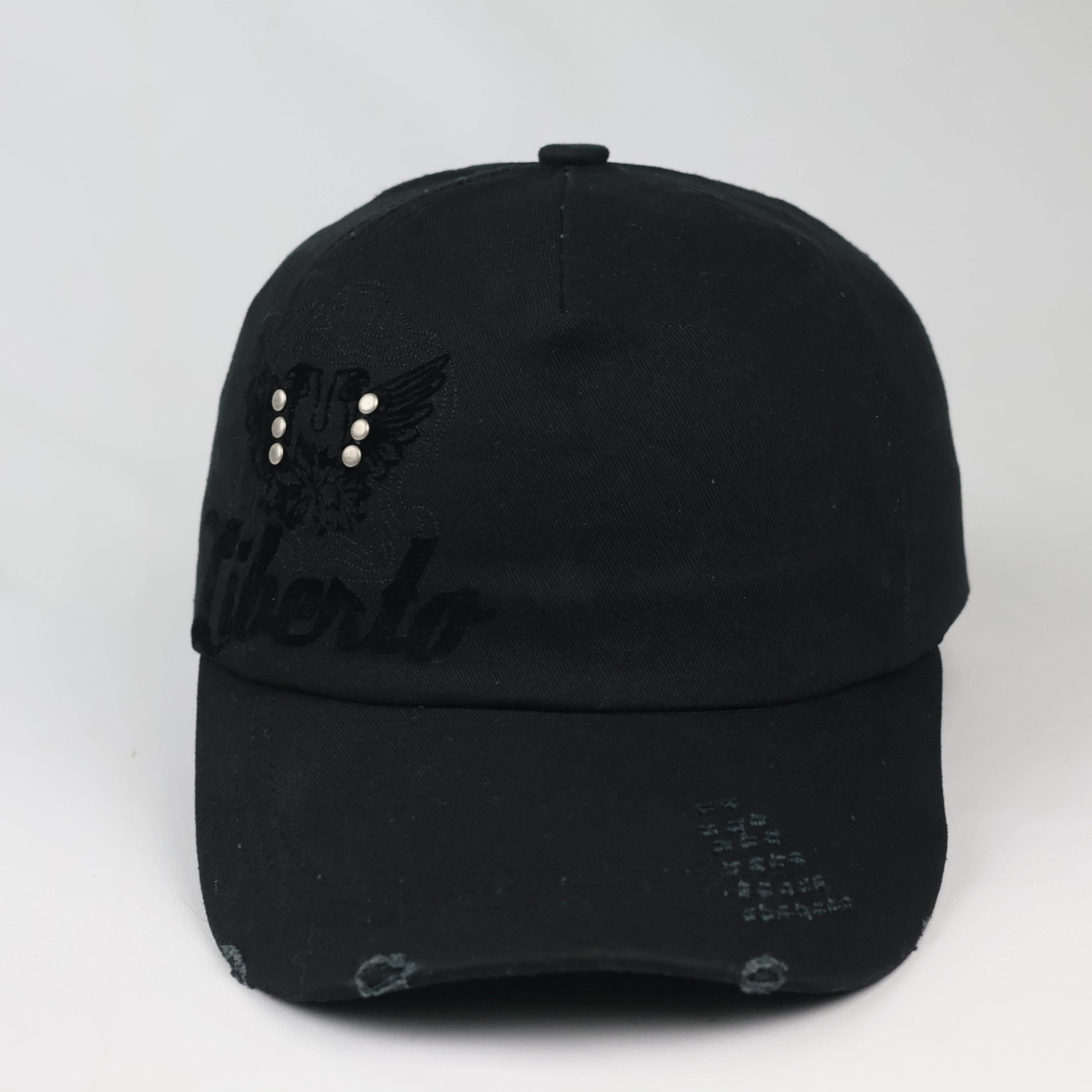 Thrifted Liberto Gothic Black Cotton Strapback Baseball Cap