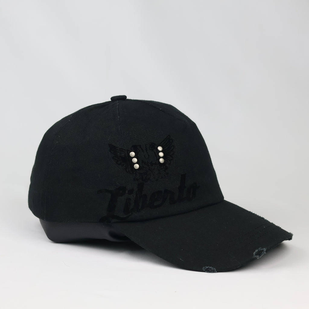 Thrifted Liberto Gothic Black Cotton Strapback Baseball Cap