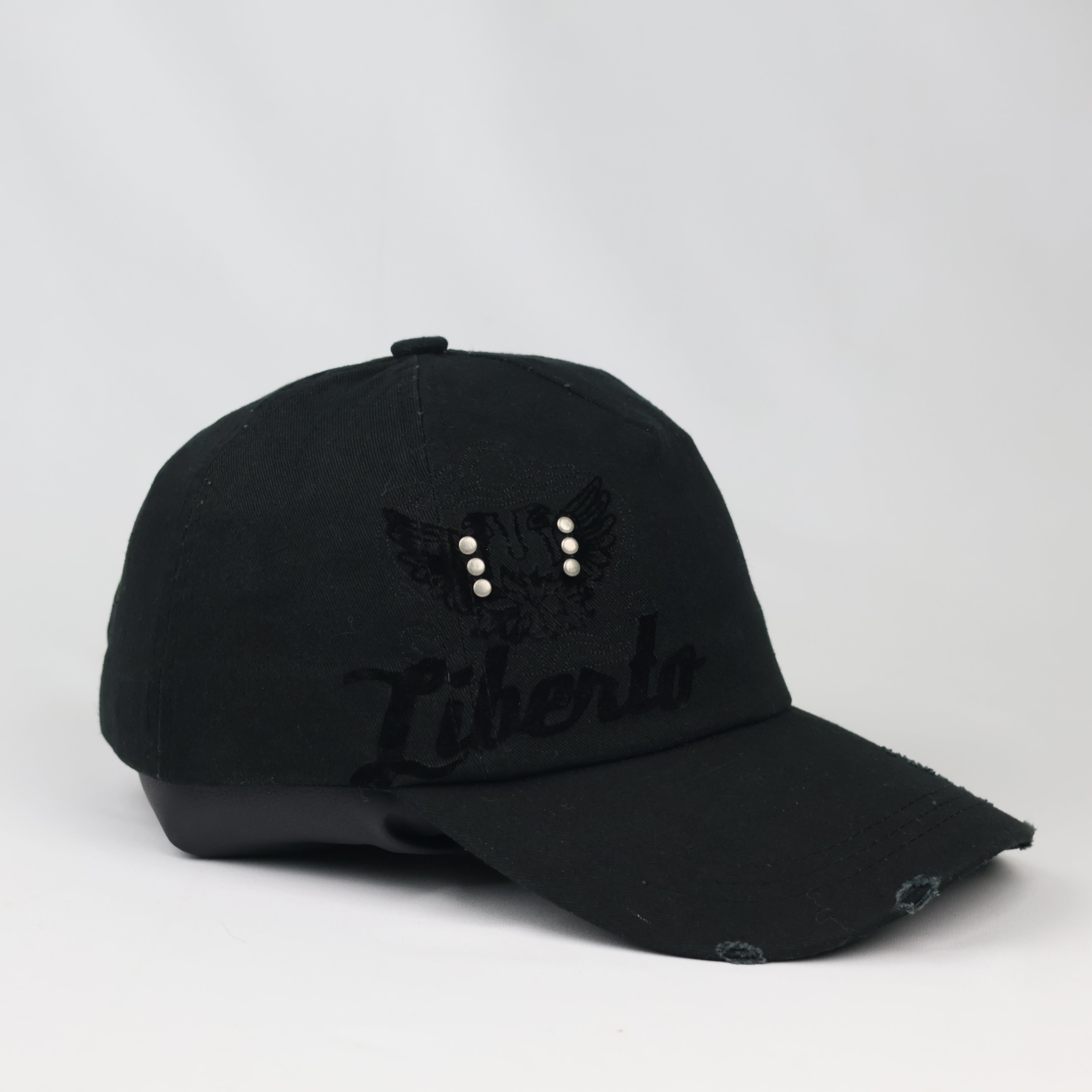 Thrifted Liberto Gothic Black Cotton Strapback Baseball Cap