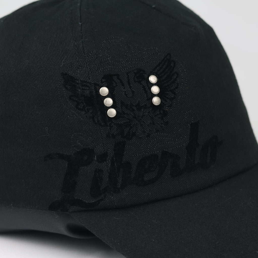 Thrifted Liberto Gothic Black Cotton Strapback Baseball Cap