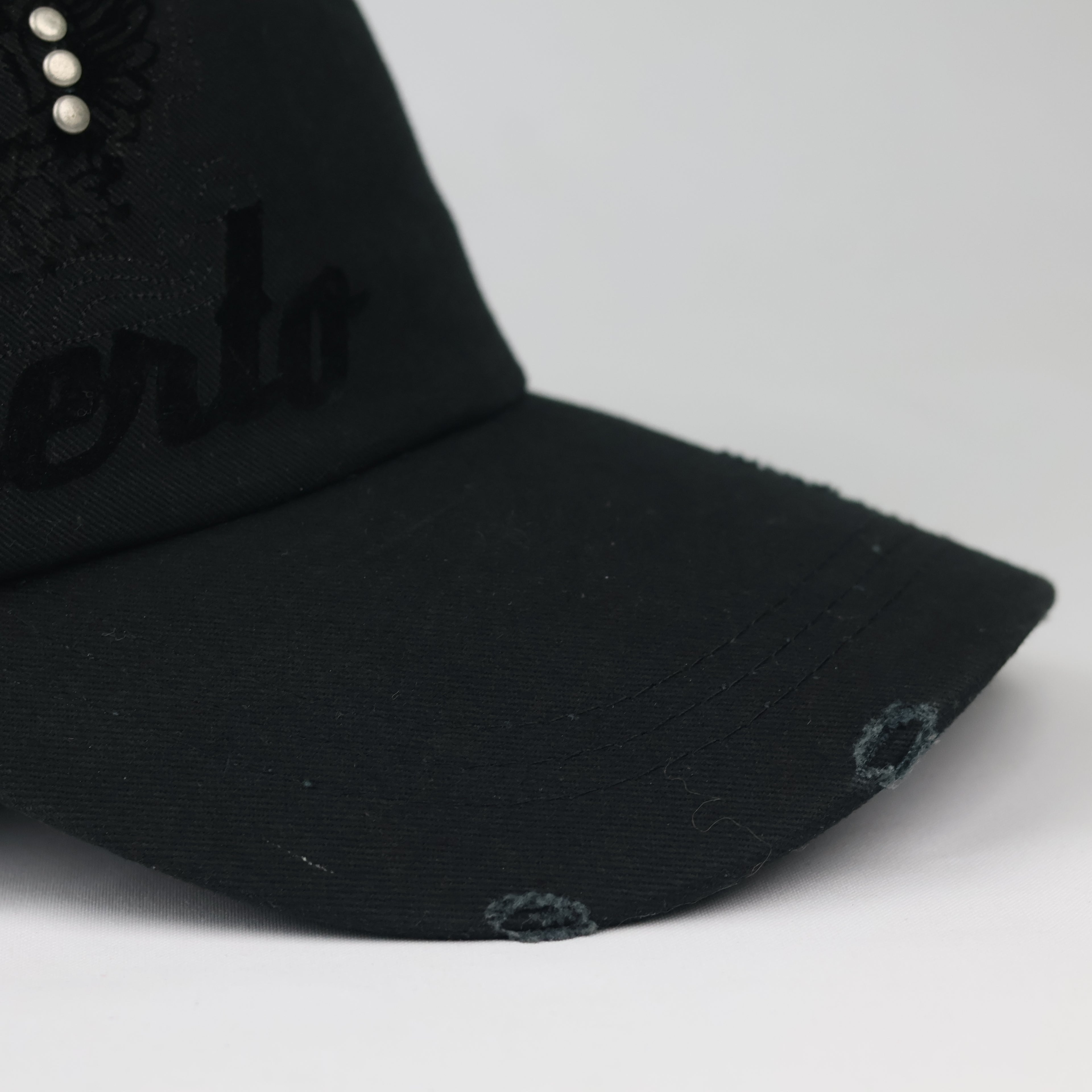 Thrifted Liberto Gothic Black Cotton Strapback Baseball Cap