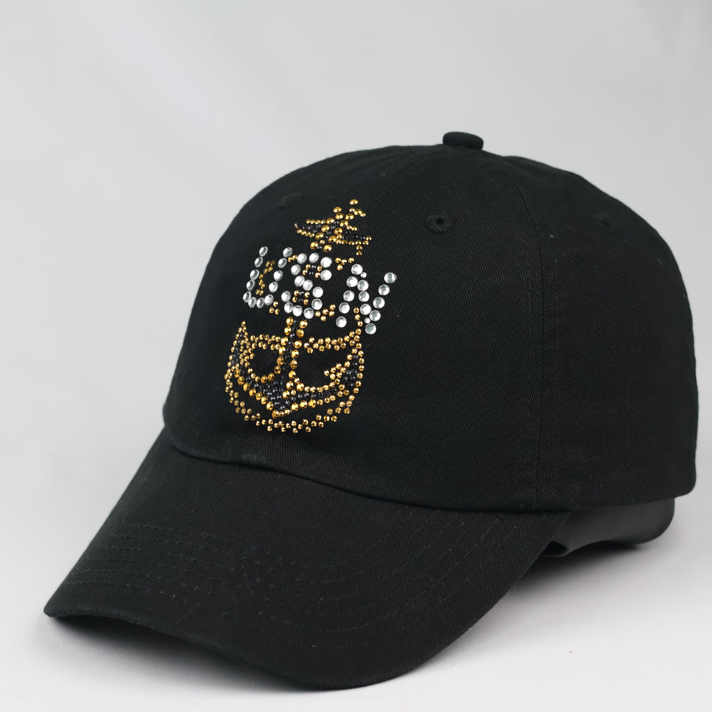 Thrifted US Navy Bedazzled Crystal Black Dad Hat