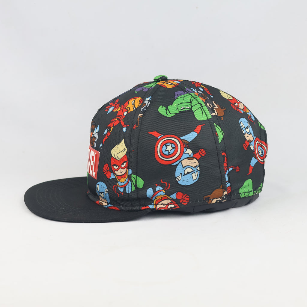 Thrifted Marvel Avengers Chibi Print Flat Brim Hat | 10301