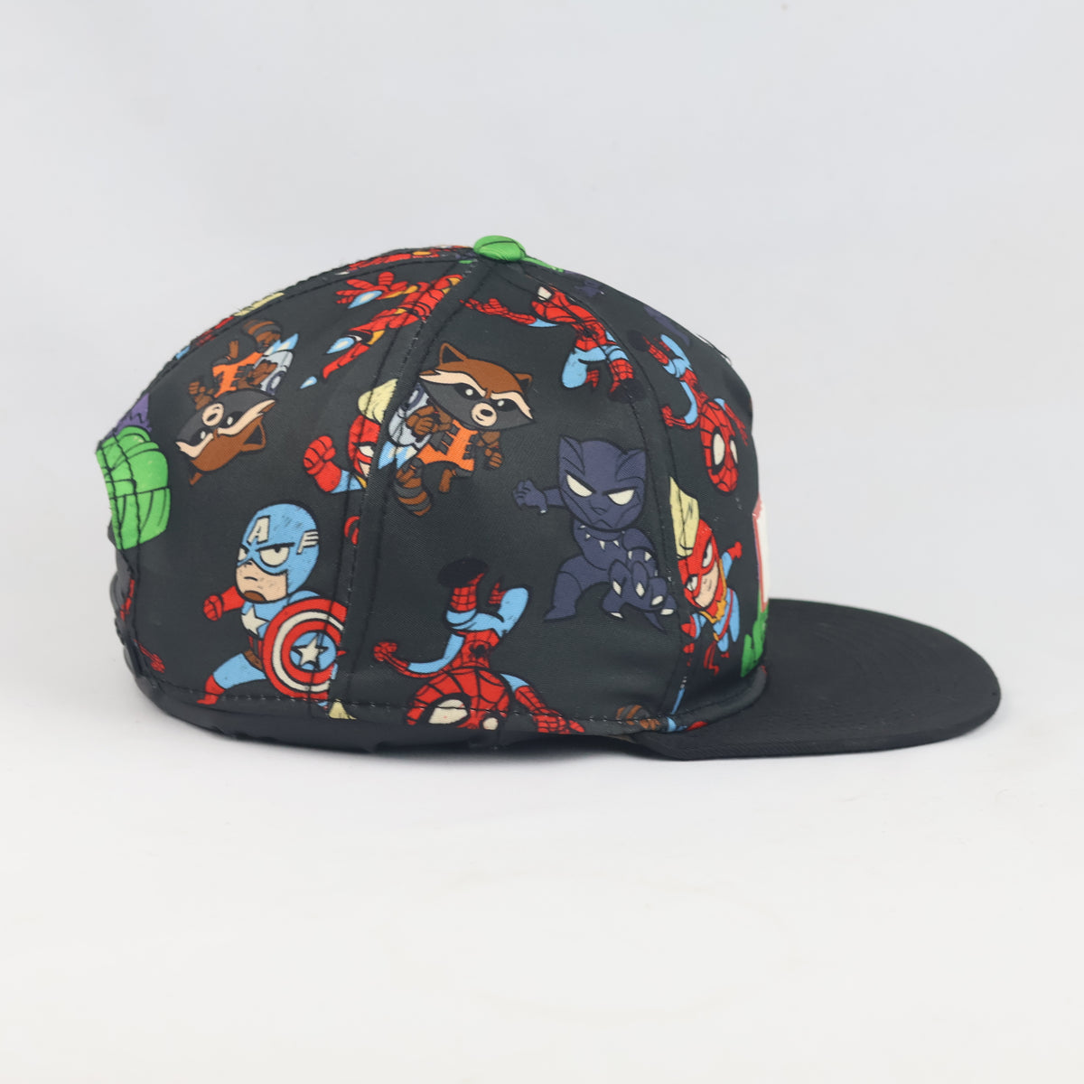 Thrifted Marvel Avengers Chibi Print Flat Brim Hat | 10301