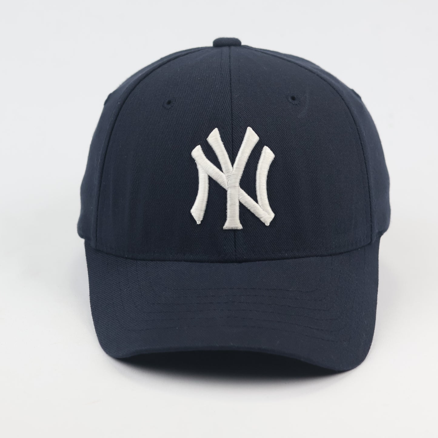Vintage NY Yankees Embroidered Logo Thrifted Hat - Navy Blue Small-XS
