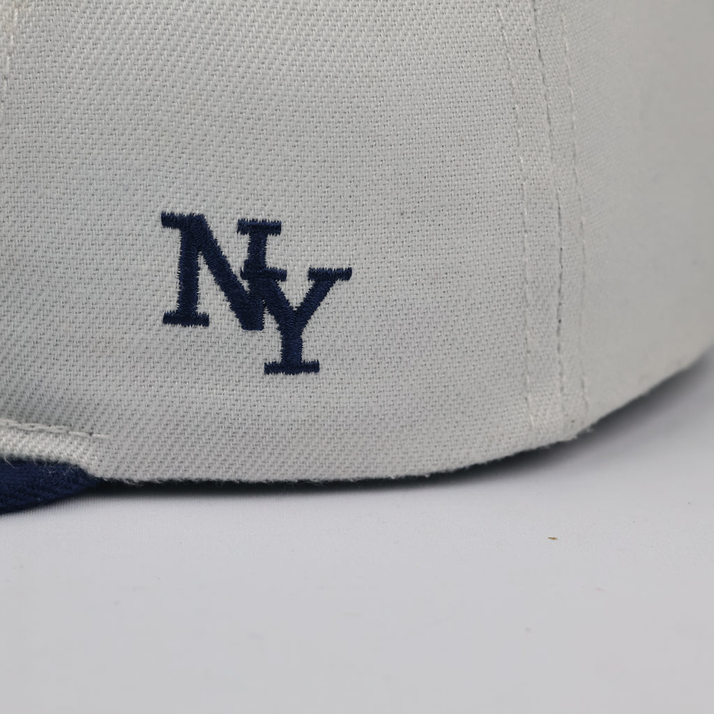 Thrifted NY USA Flag Embroidered White Snapback Cap