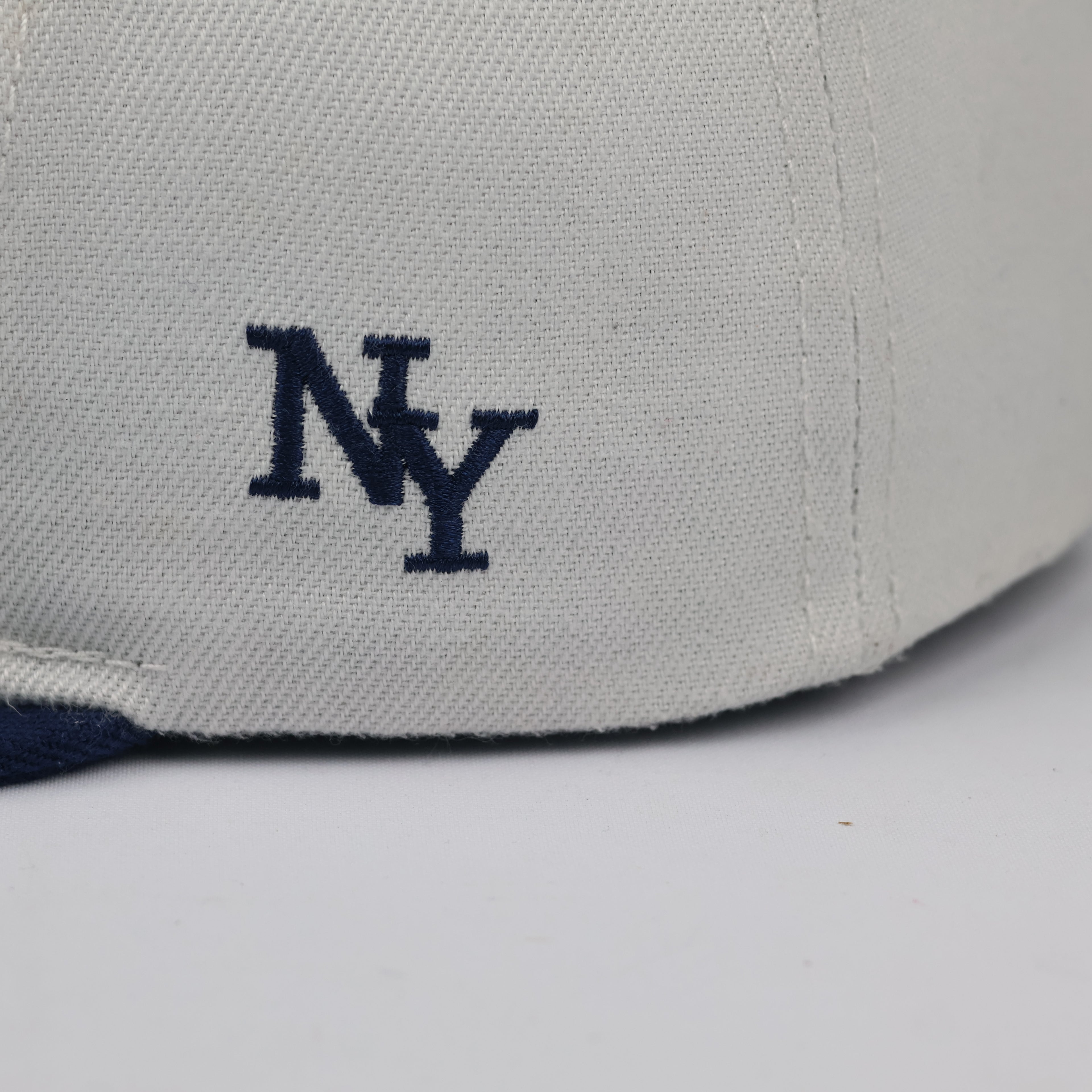 Thrifted NY USA Flag Embroidered White Snapback Cap