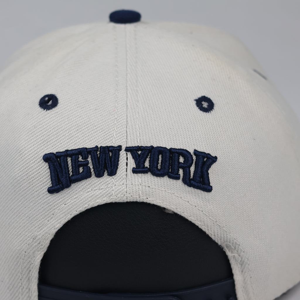 Thrifted NY USA Flag Embroidered White Snapback Cap