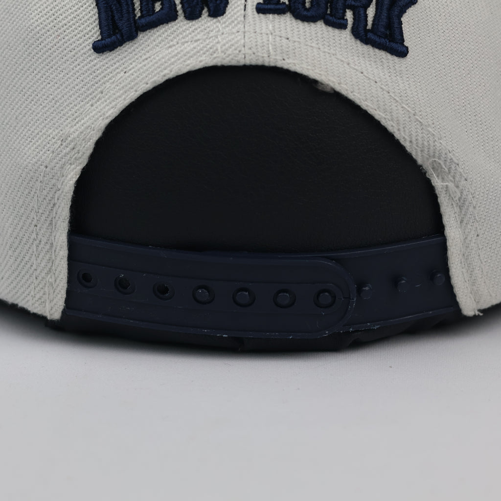 Thrifted NY USA Flag Embroidered White Snapback Cap