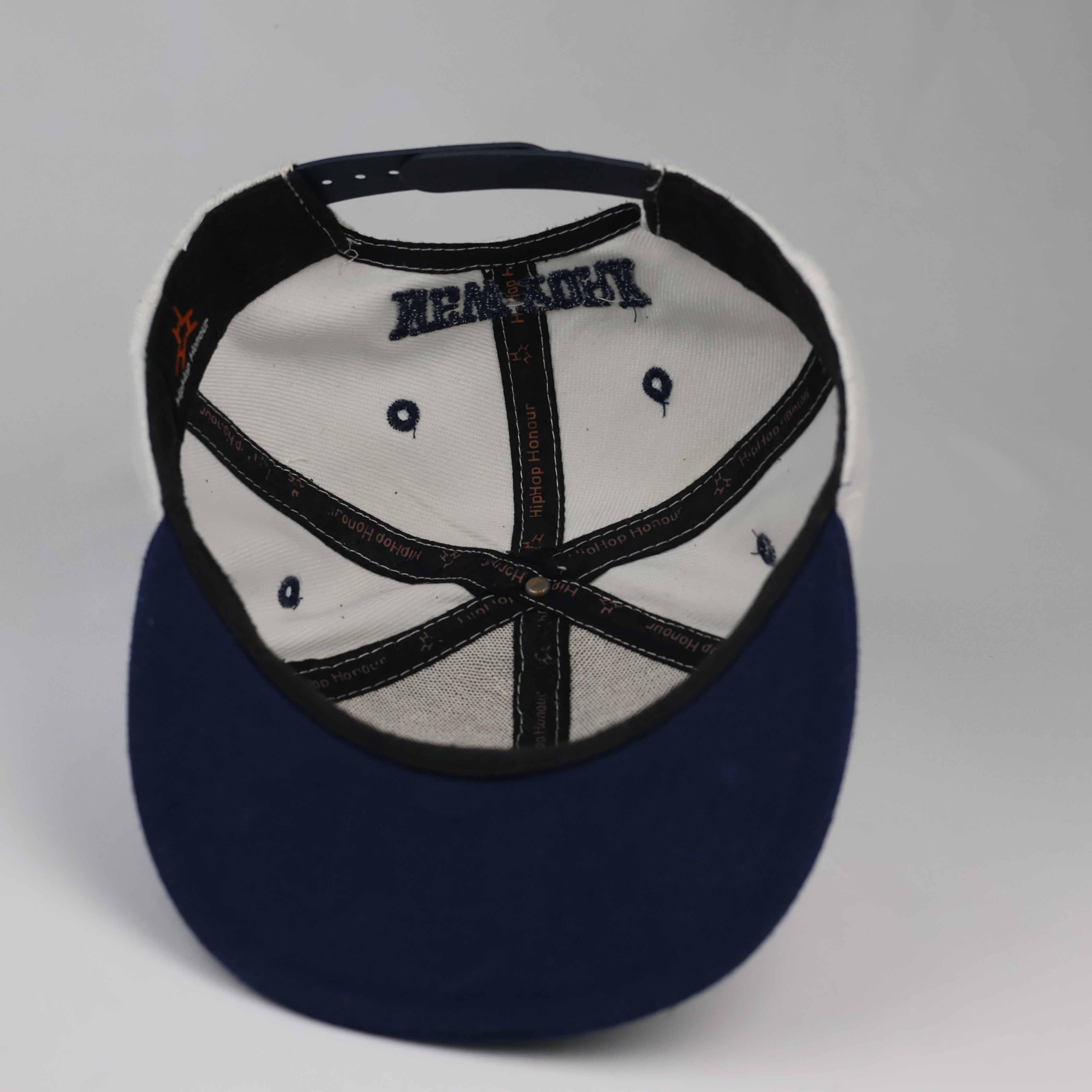 Thrifted NY USA Flag Embroidered White Snapback Cap