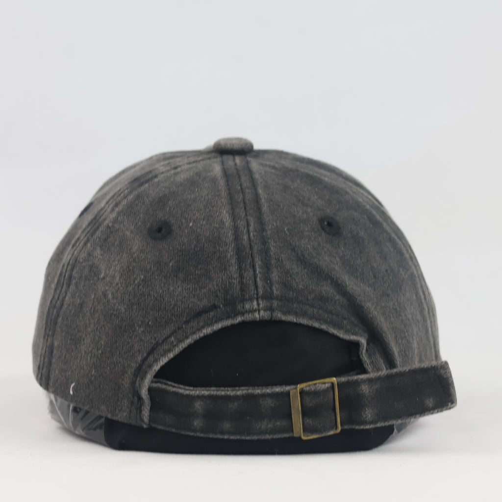 Thrifted Embroidered Smile Washed Cotton Dad Cap | Casual Grey Hat (52-54cm) | 10290