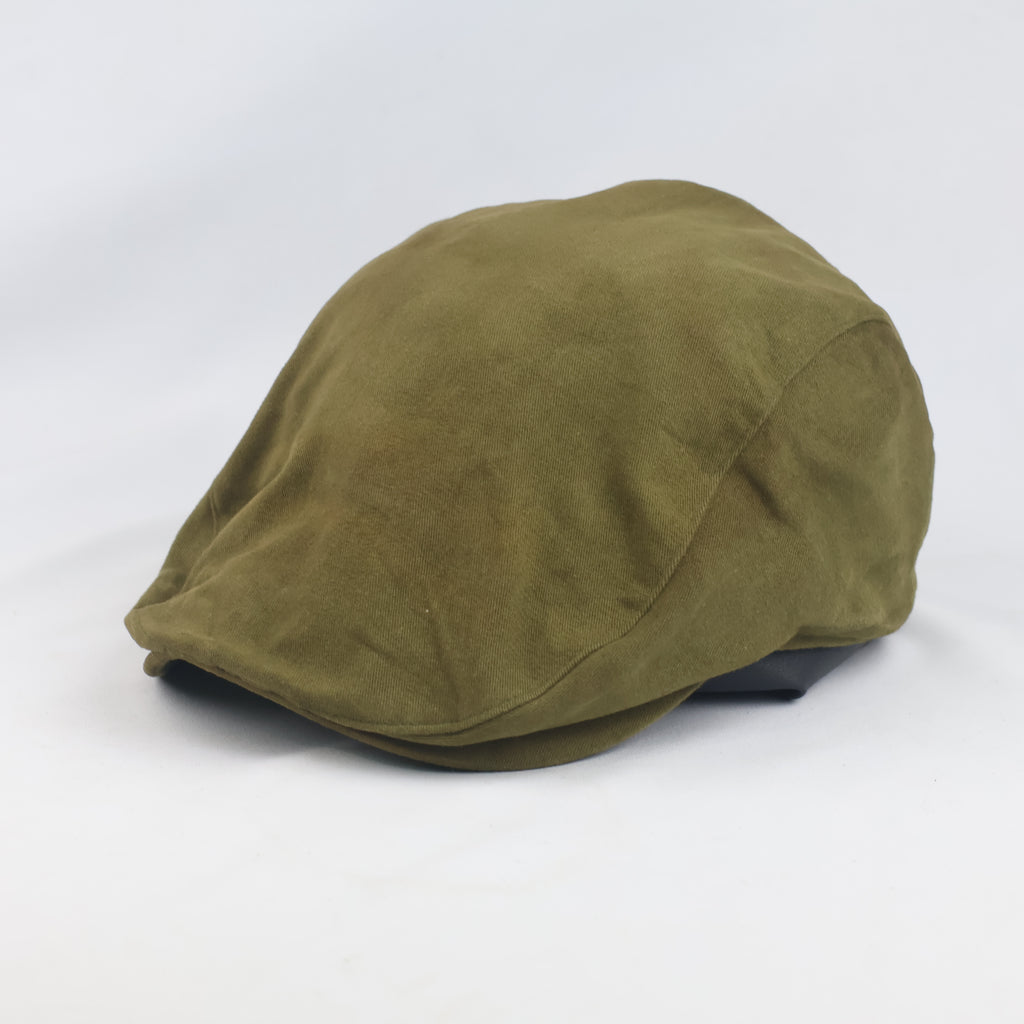 Thrifted 8IGHT SECONDS Khaki Olive Flat Cap | Yellow Lined Ivy Hat (58-60cm) | 10295