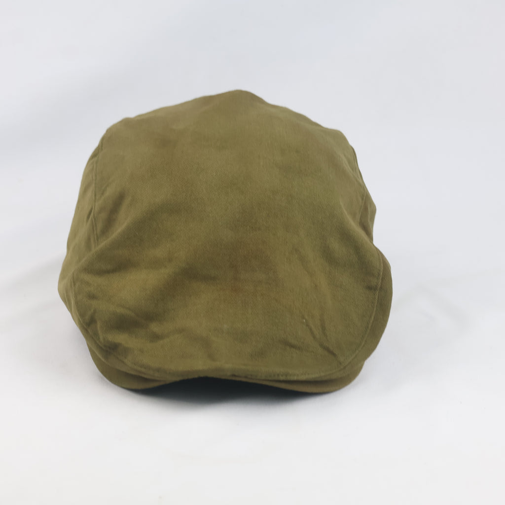 Thrifted 8IGHT SECONDS Khaki Olive Flat Cap | Yellow Lined Ivy Hat (58-60cm) | 10295
