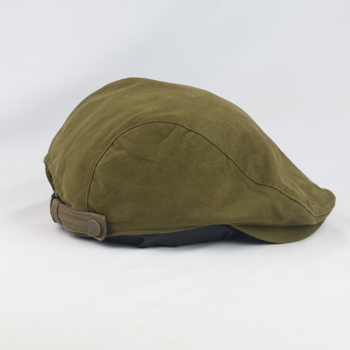 Thrifted 8IGHT SECONDS Khaki Olive Flat Cap | Yellow Lined Ivy Hat (58-60cm) | 10295